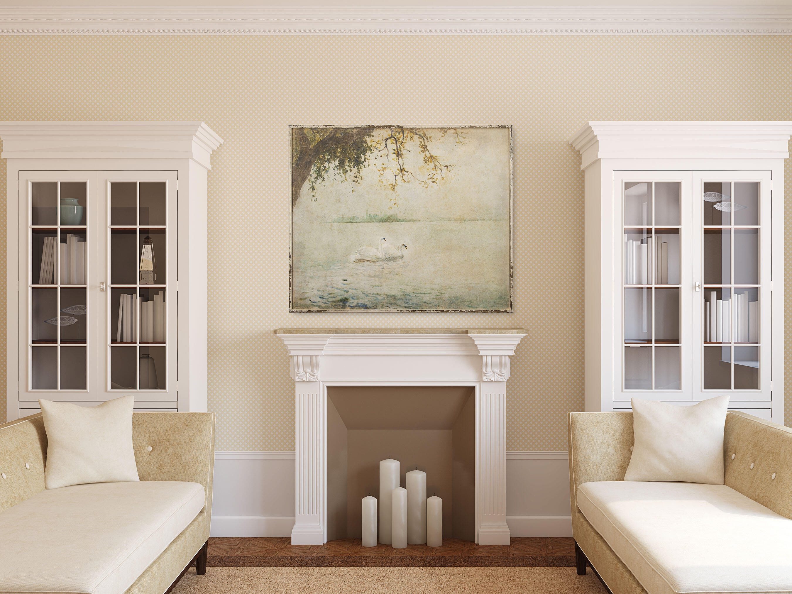 Storied Home Swans on a Lake Wall Art 37" x 32", , large