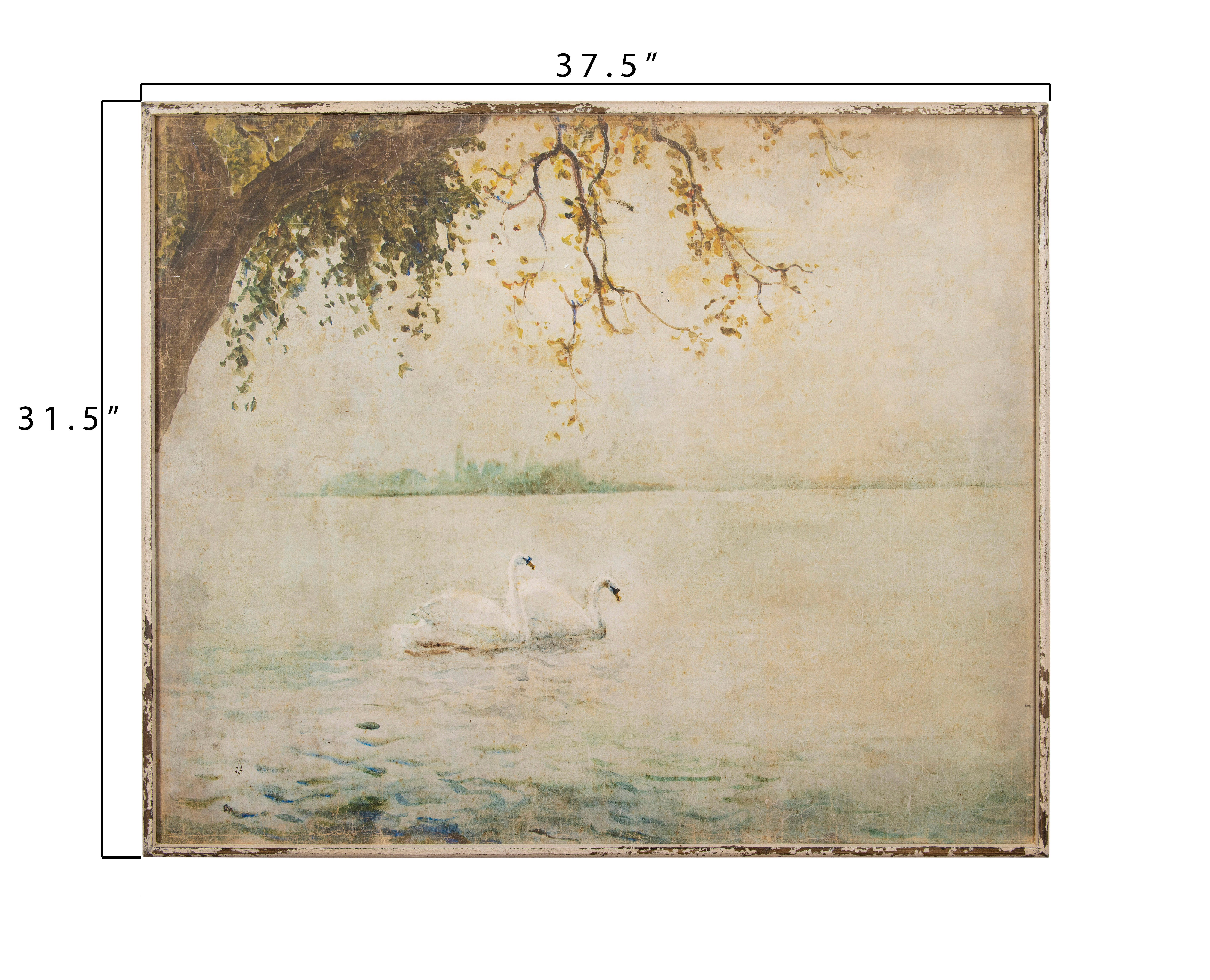 Storied Home Swans on a Lake Wall Art 37" x 32", , large