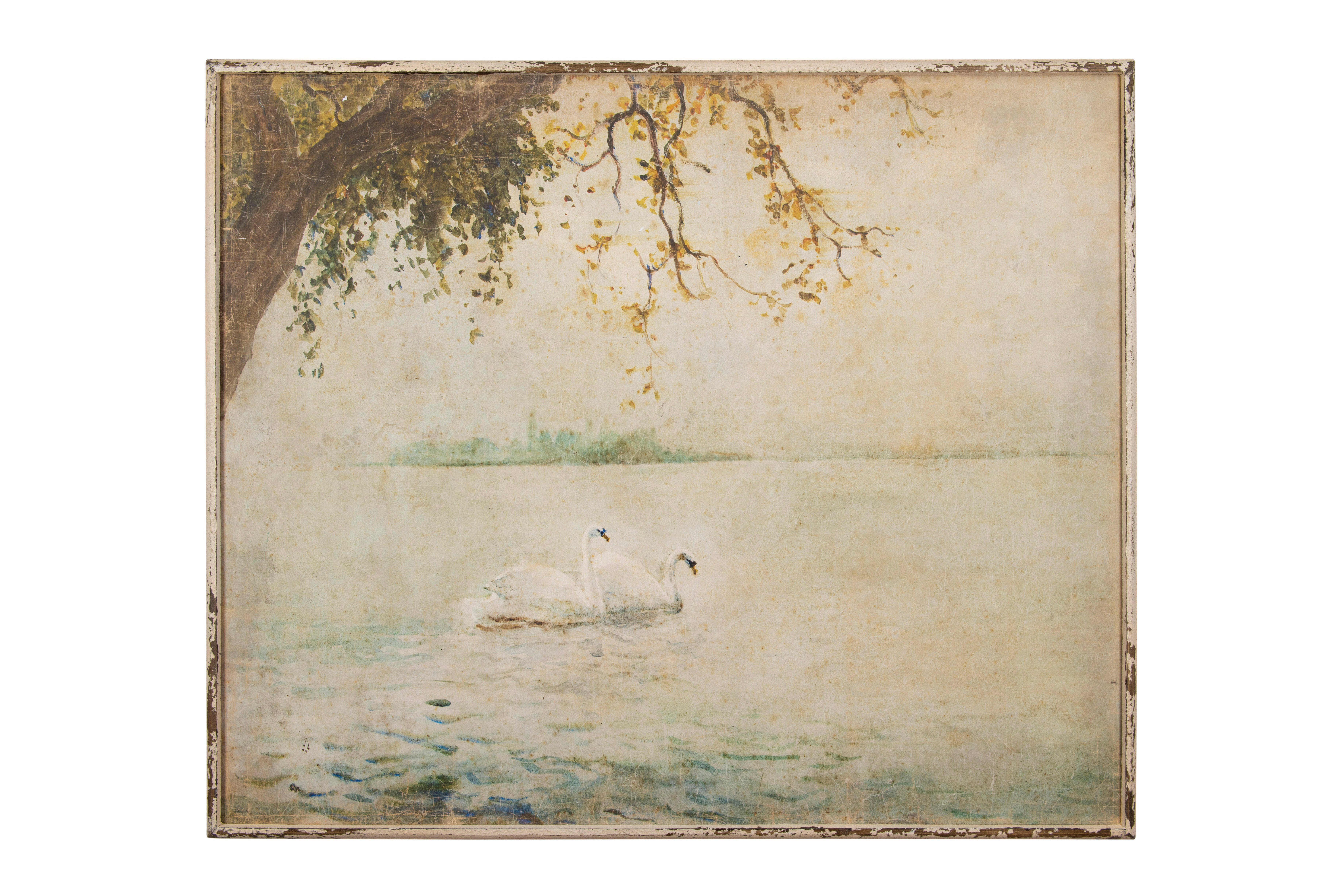 Storied Home Swans on a Lake Wall Art 37" x 32", , large