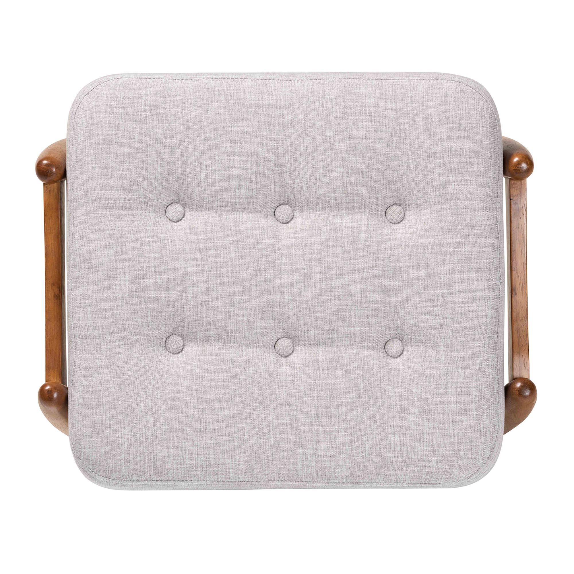 Baxton Studio Jeanine Ottoman Footstool, Gray Beige/Walnut Brown, large
