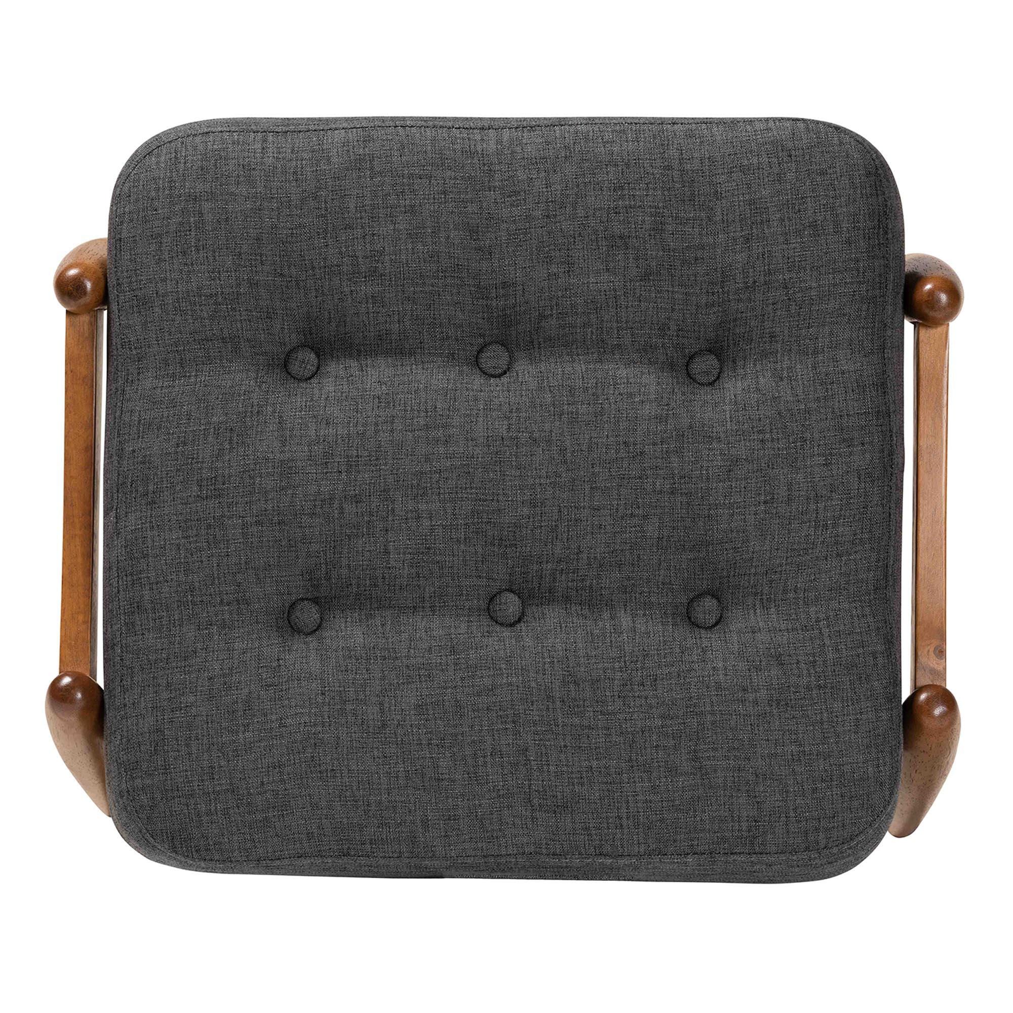 Baxton Studio Jeanine Ottoman Footstool, Dark Gray/Walnut Brown, large