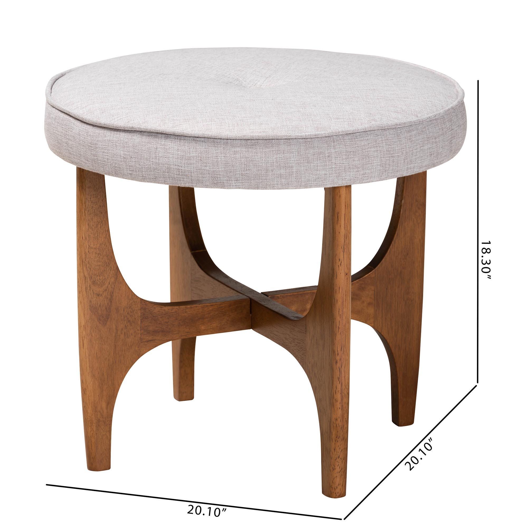 Baxton Studio Theo Ottoman Footstool, Gray Beige/Walnut Brown, large