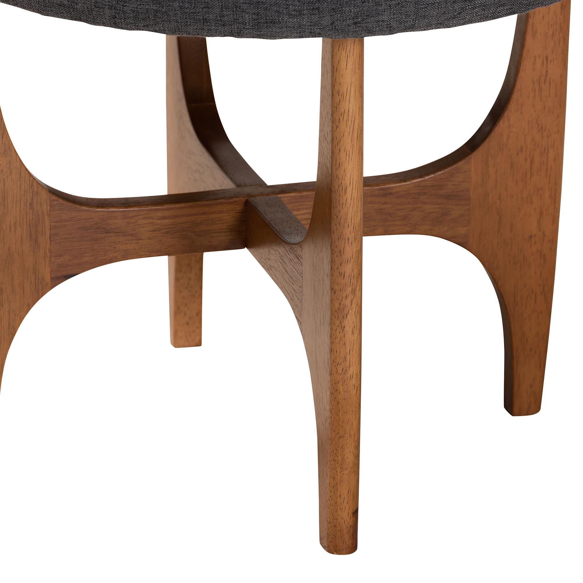 Baxton Studio Theo Ottoman Footstool, Dark Gray/Walnut Brown, large