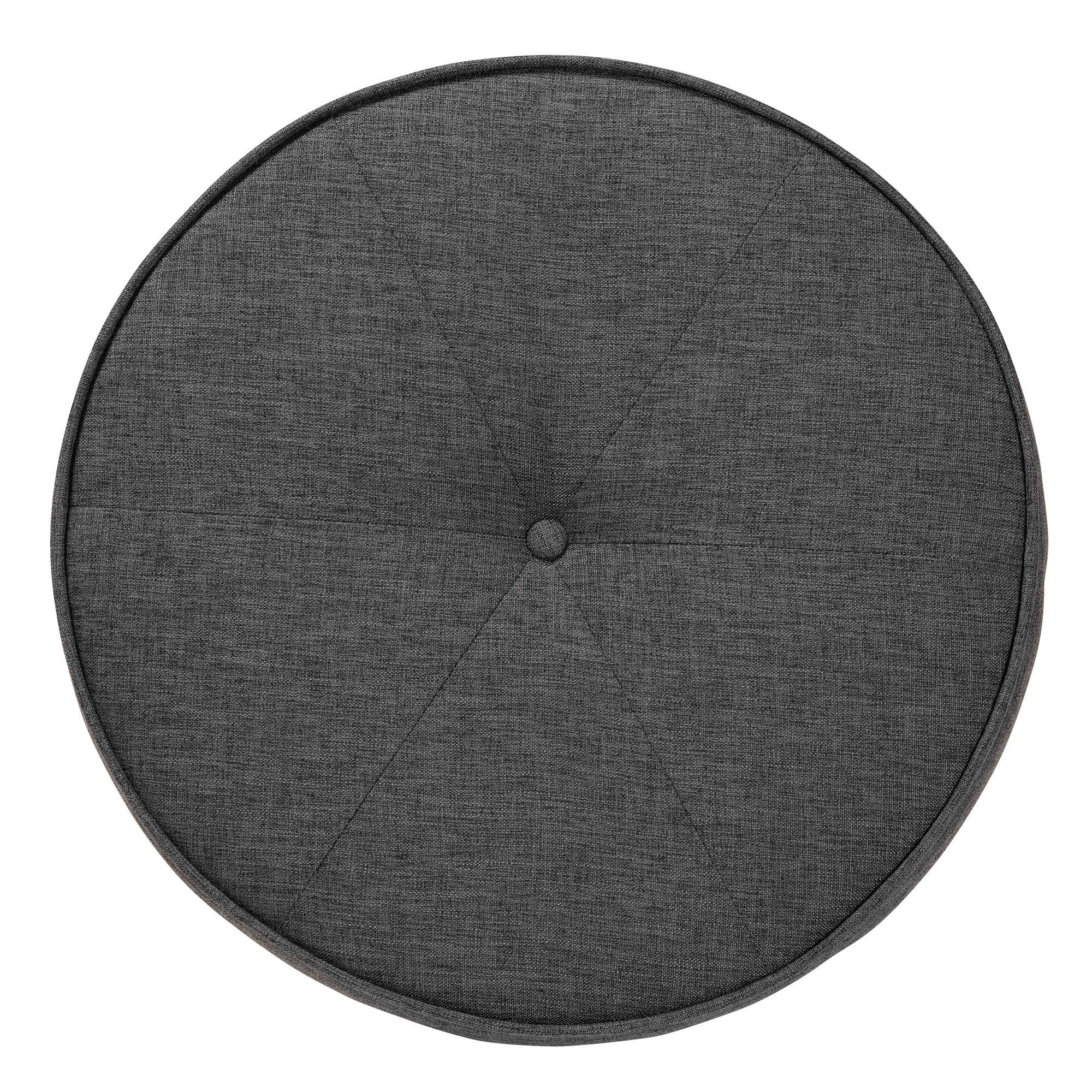 Baxton Studio Theo Ottoman Footstool, Dark Gray/Walnut Brown, large