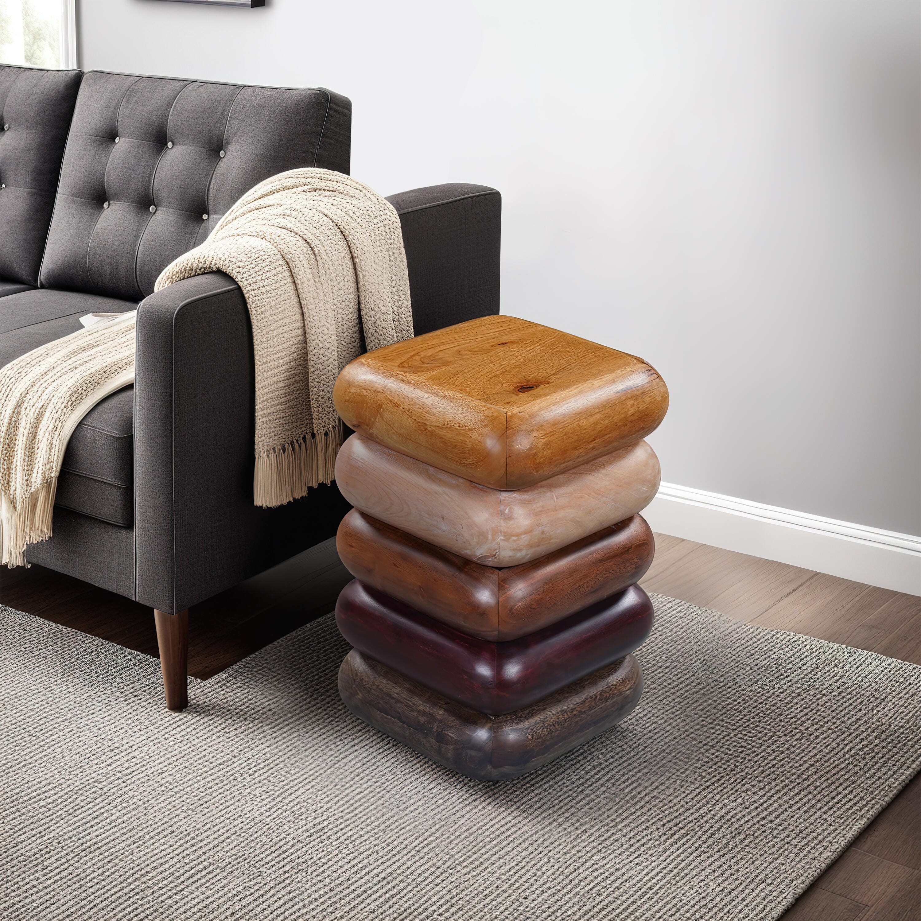 Benzara Zyra End Table, Brown, large