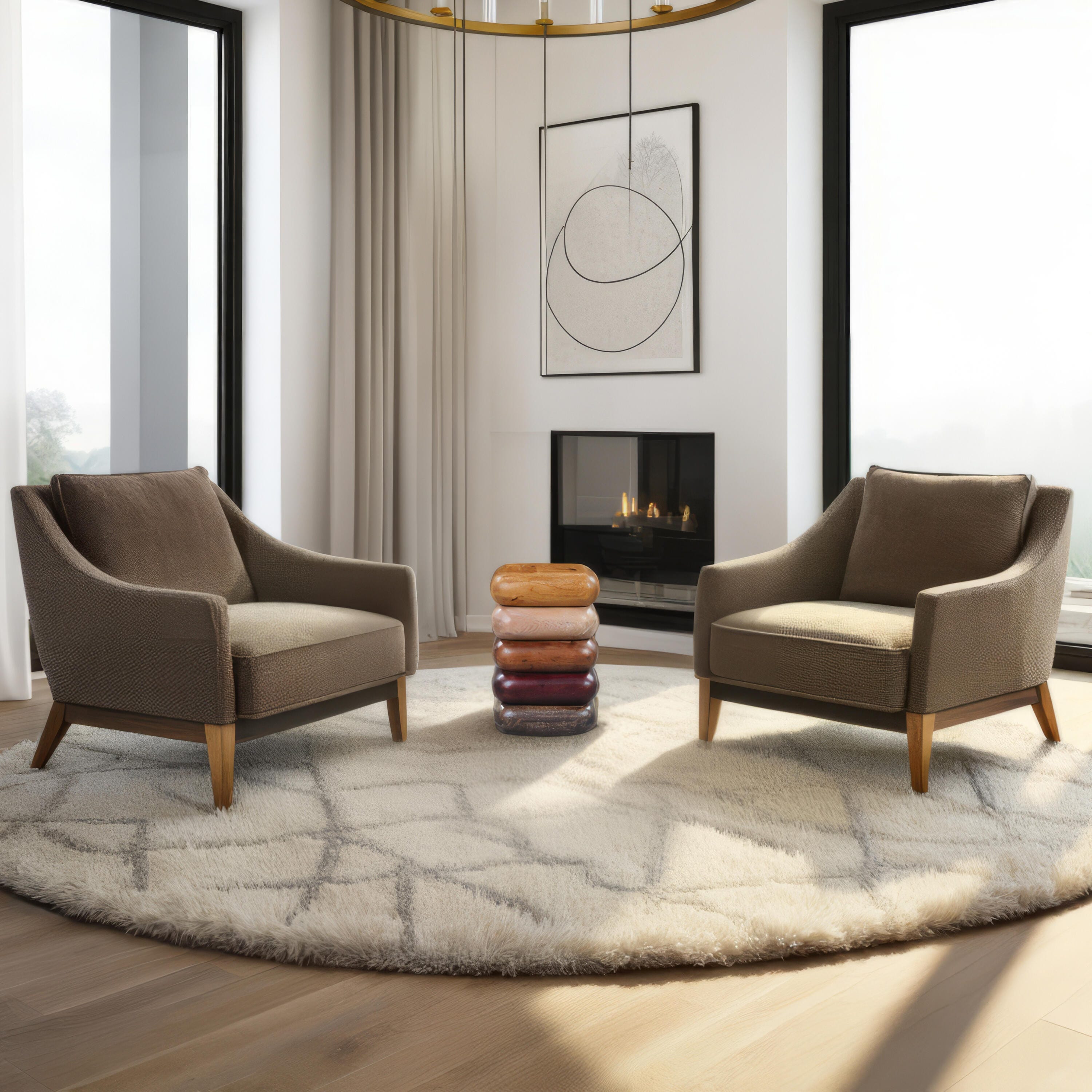Benzara Zyra End Table, Brown, large
