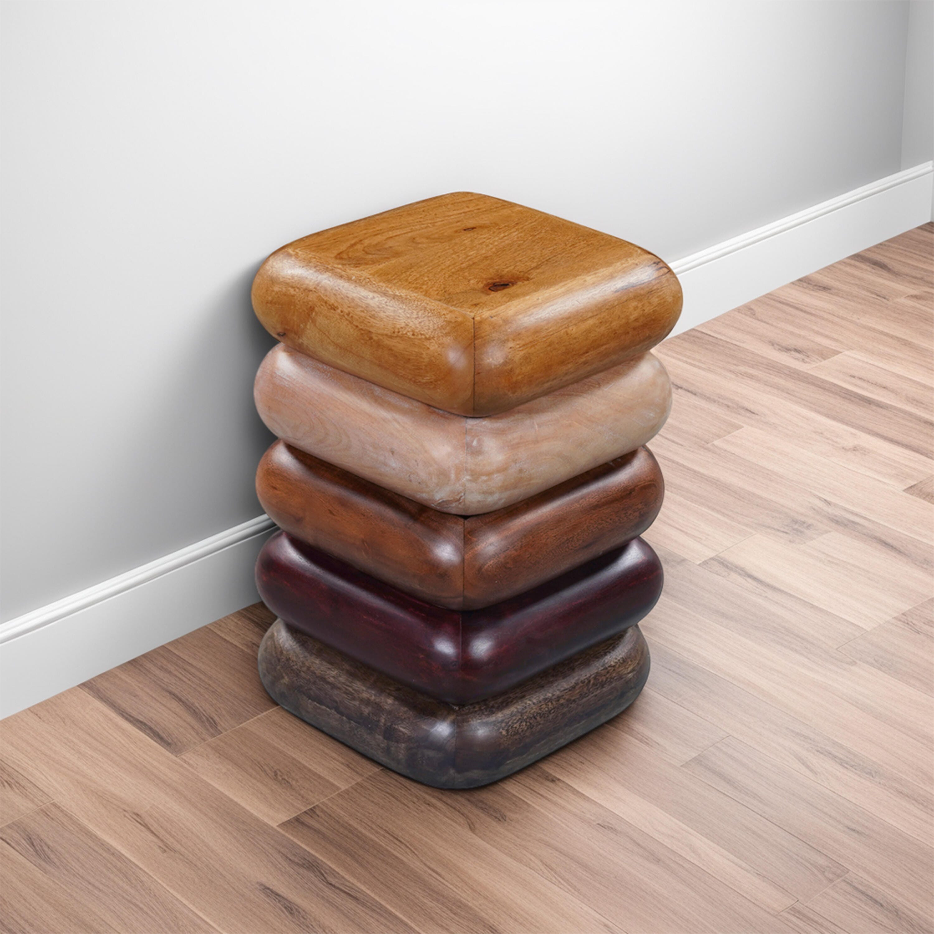 Benzara Zyra End Table, Brown, large