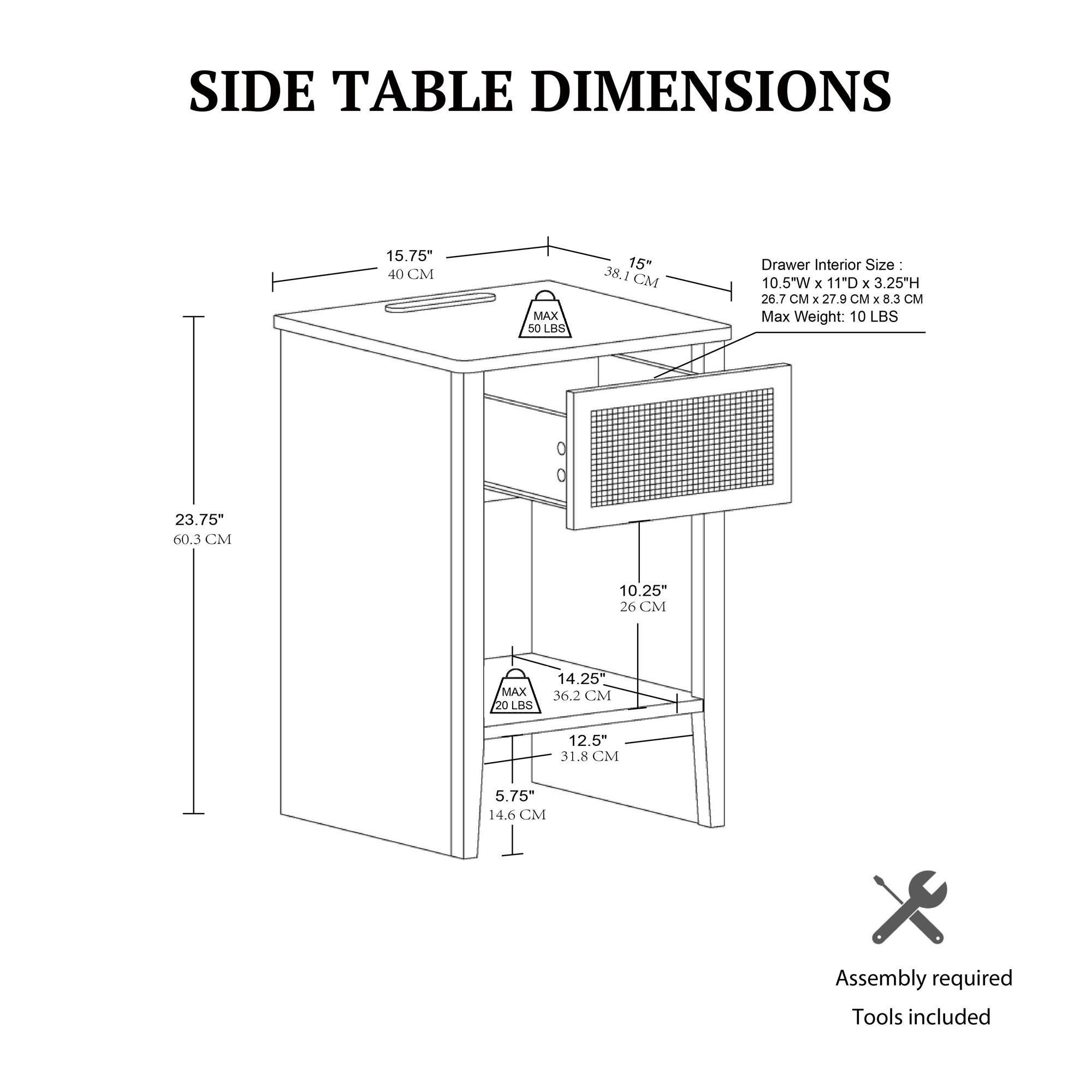 INK+IVY Lennox End Table with USB Charging, , large