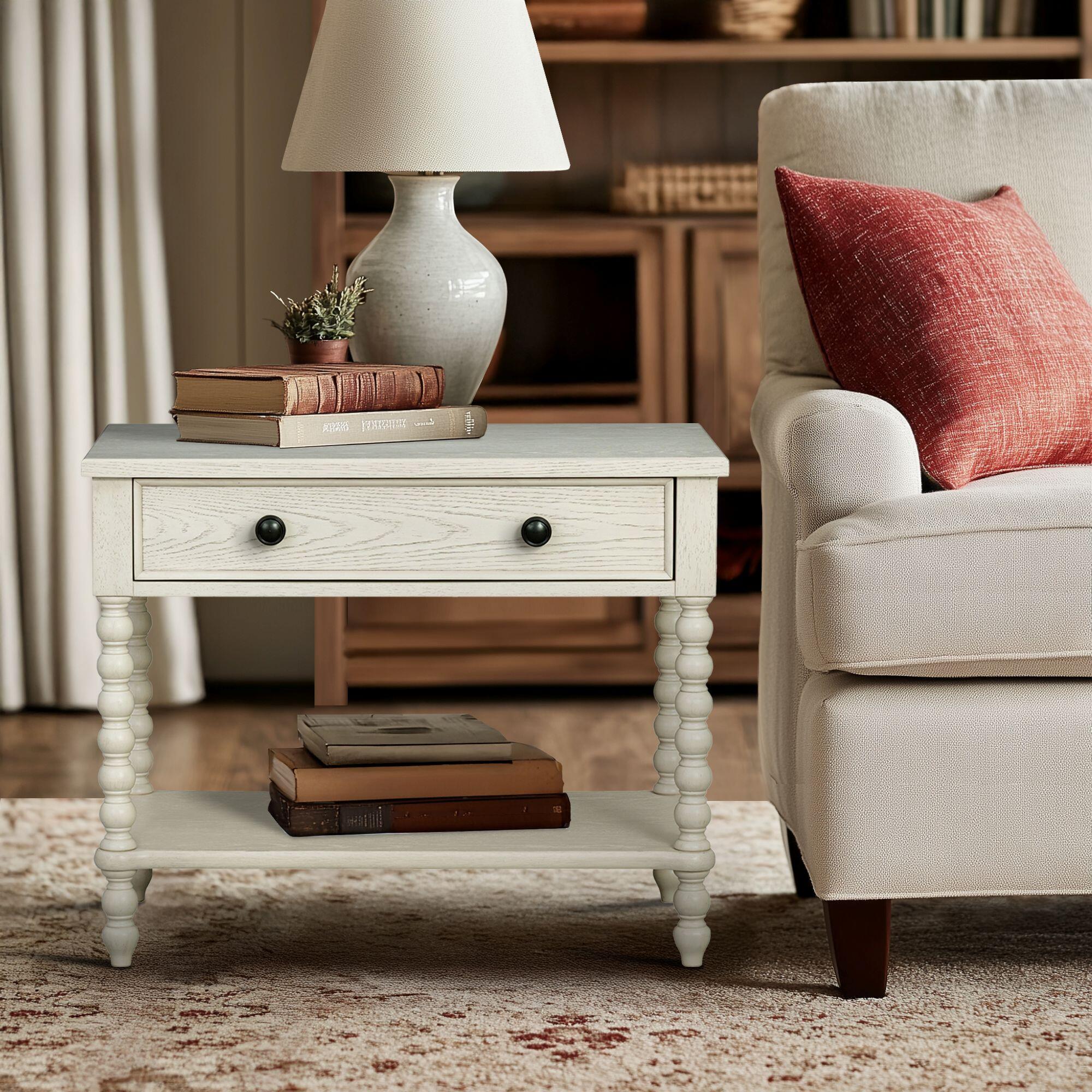 Madison Park Signature Beckett 32" 1 Drawer Nightstand, Antique Cream, large