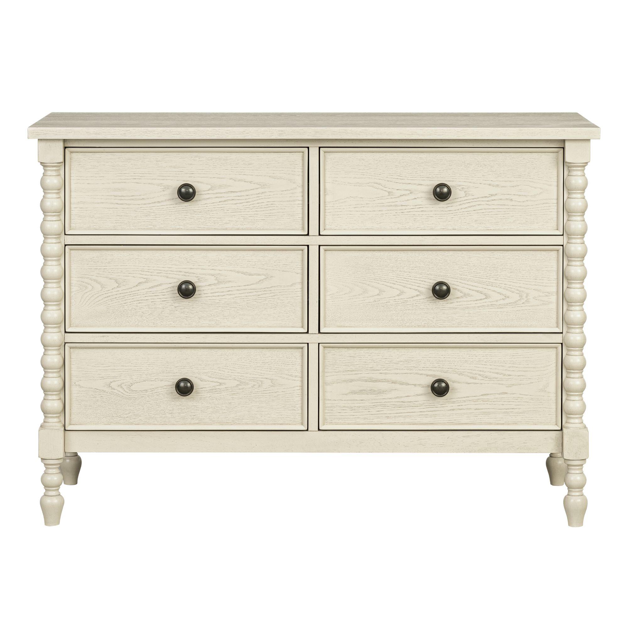 Madison Park Signature Beckett 6 Drawer Dresser, Antique Cream, large