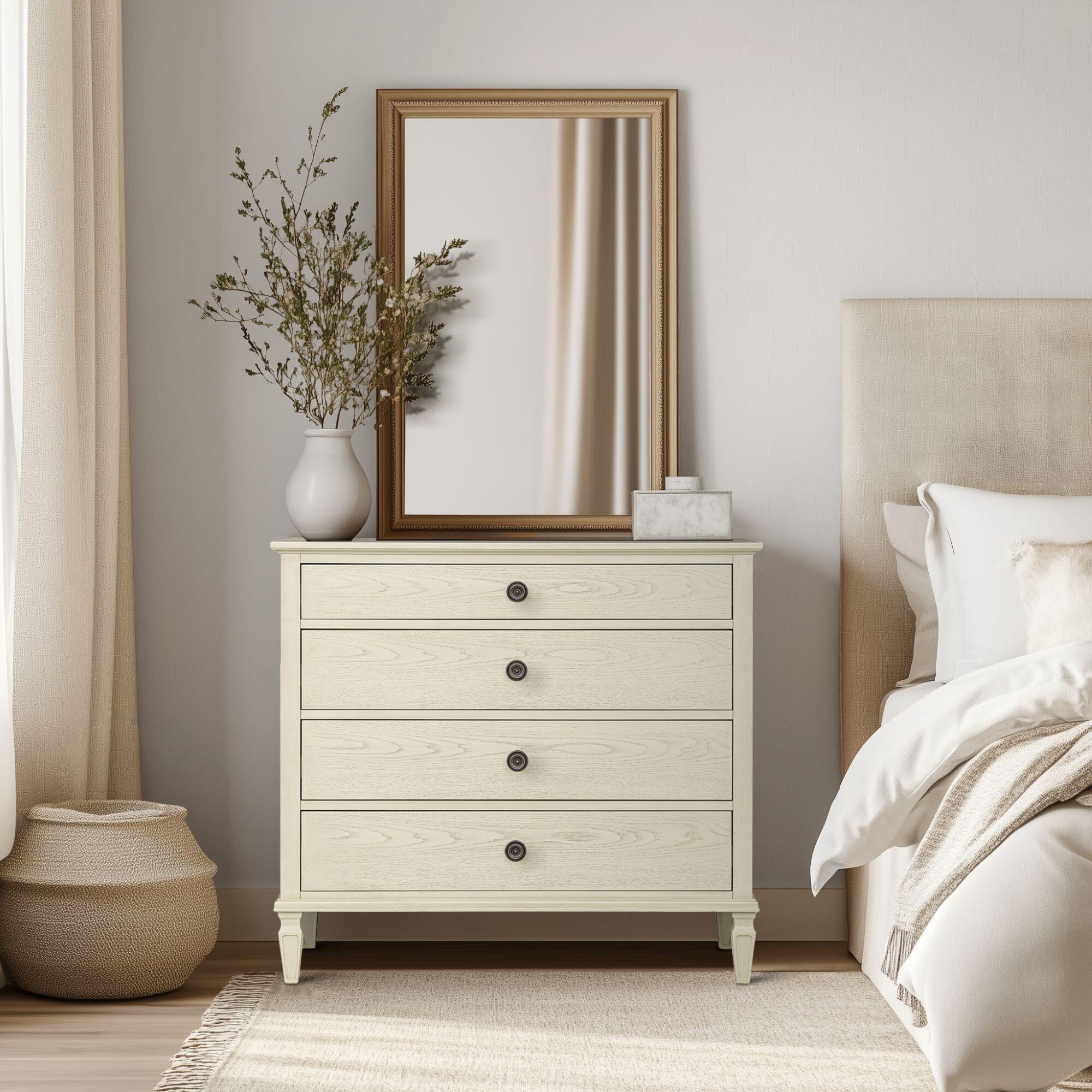 Madison Park Signature Victoria 4 Drawer Dresser, Antique Cream, large