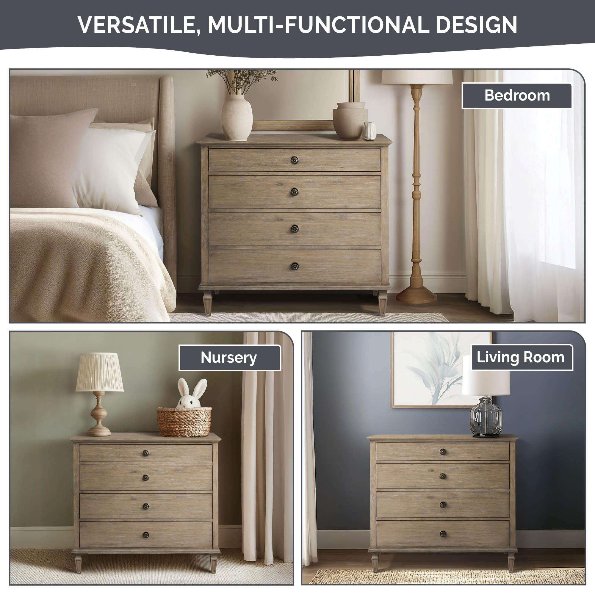 Madison Park Signature Victoria 4 Drawer Dresser, Antique Cream, large