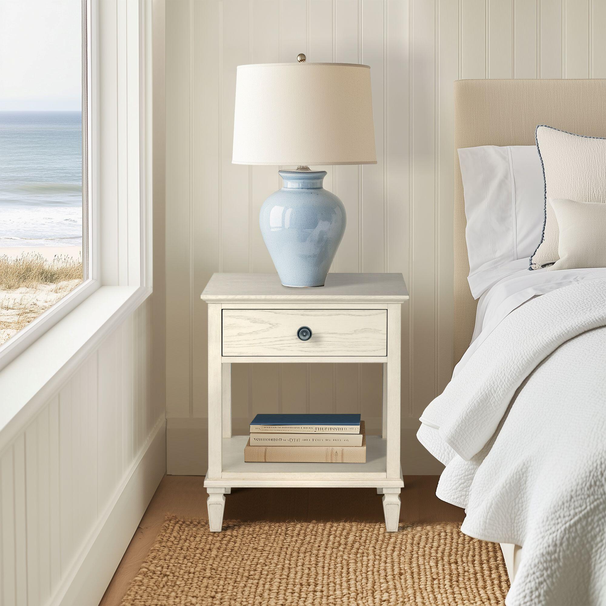 Madison Park Signature Victoria 24" Open Shelf 1 Drawer Nightstand, Antique Cream, large