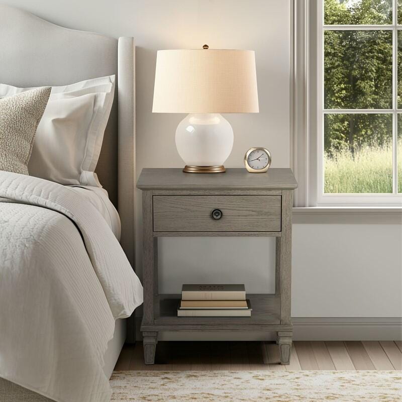 Madison Park Signature Victoria 24" Open Shelf 1 Drawer Nightstand, Reclaimed Gray