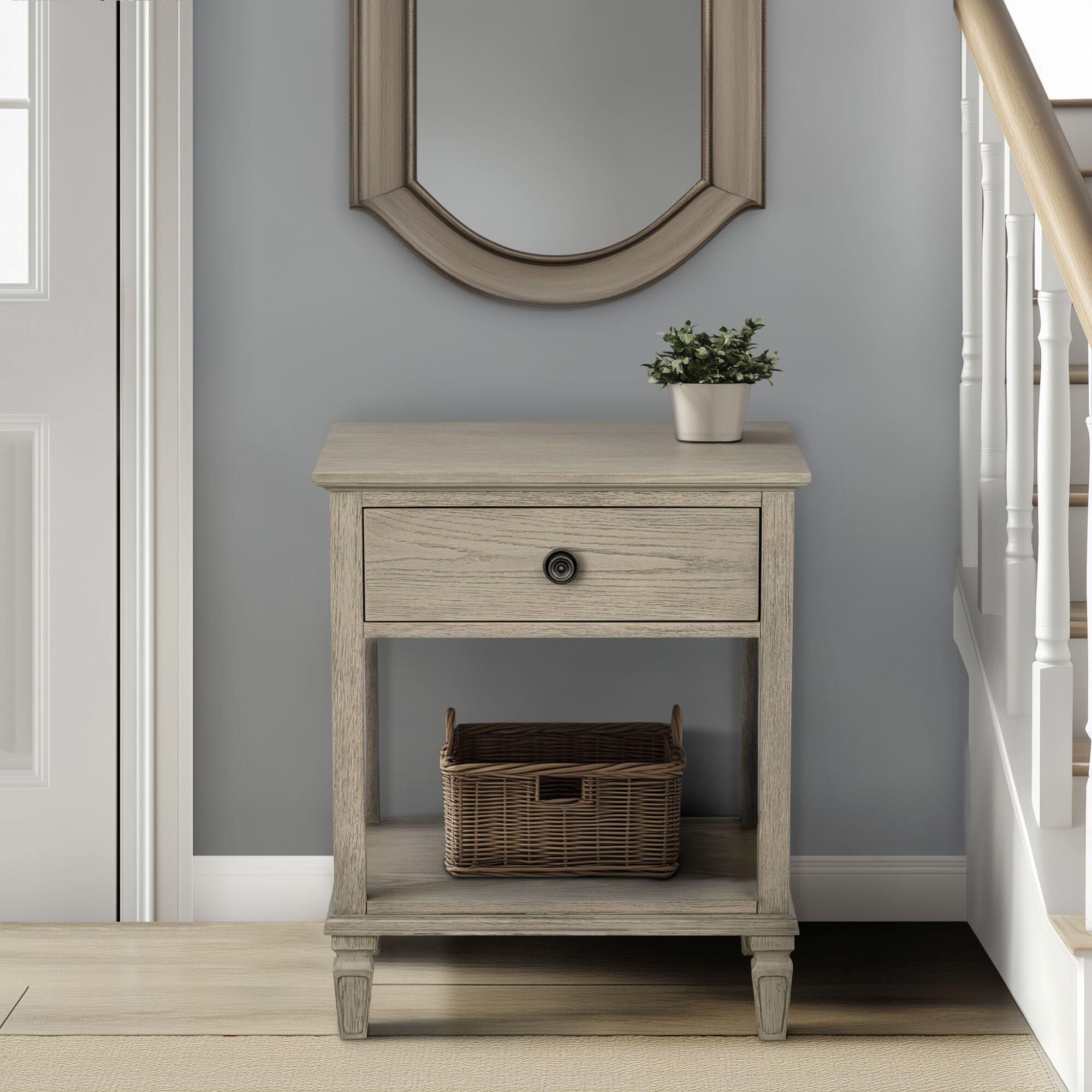 Madison Park Signature Victoria 24" Open Shelf 1 Drawer Nightstand, Reclaimed Gray, large