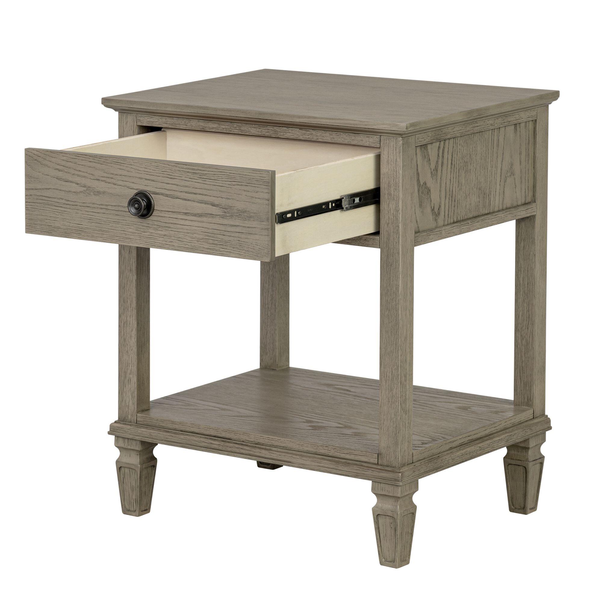 Madison Park Signature Victoria 24" Open Shelf 1 Drawer Nightstand, Reclaimed Gray, large