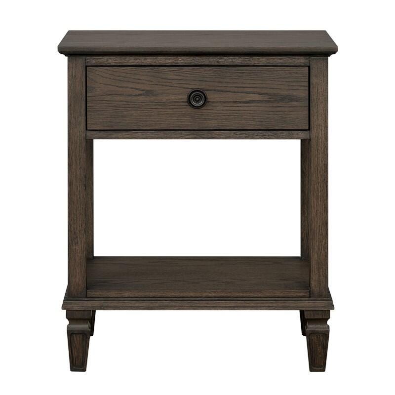 Madison Park Signature Victoria 24" Open Shelf 1 Drawer Nightstand, Antique Brown, large