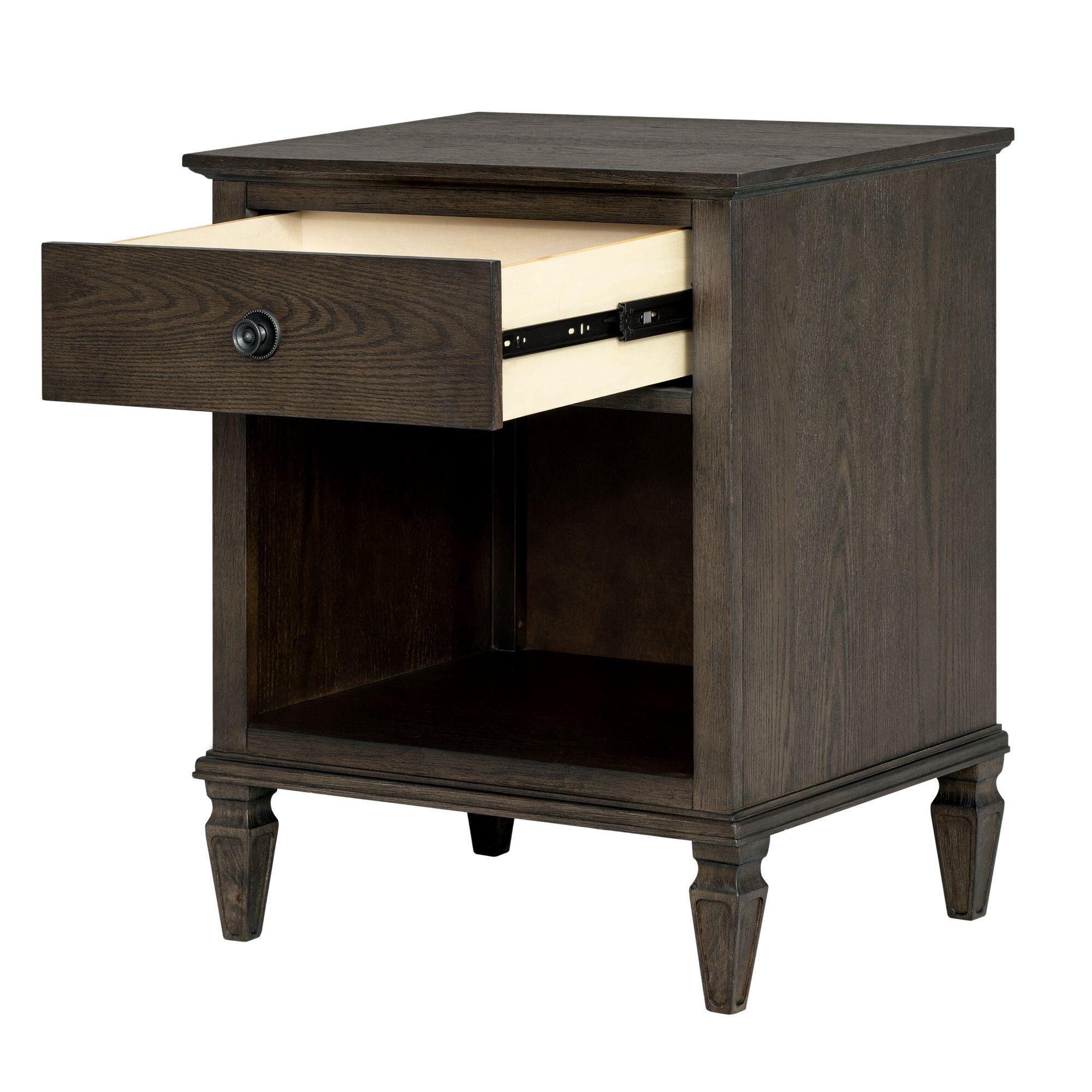 Madison Park Signature Victoria 24" 1 Drawer Nightstand, Antique Brown, large