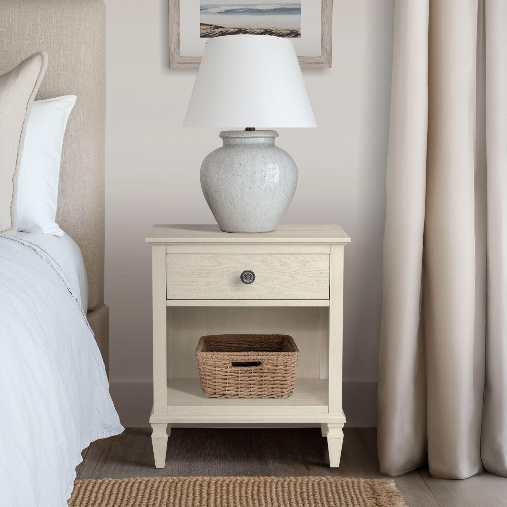 Madison Park Signature Victoria 24" 1 Drawer Nightstand, Antique Cream, large