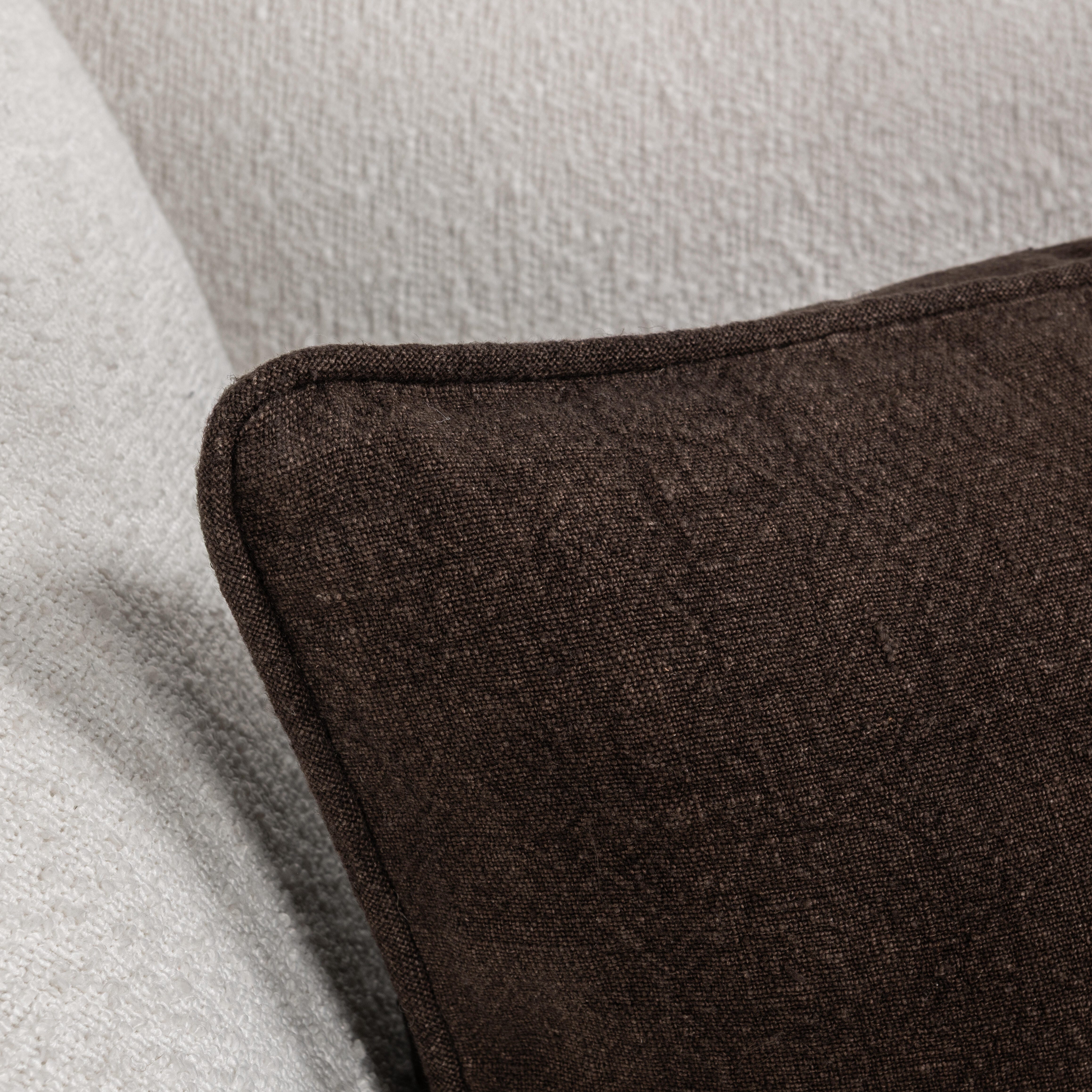 Ashley Luxe SLD Bedford Linen Ganache 22 x 22 Throw Pillow, Chocolate, rollover