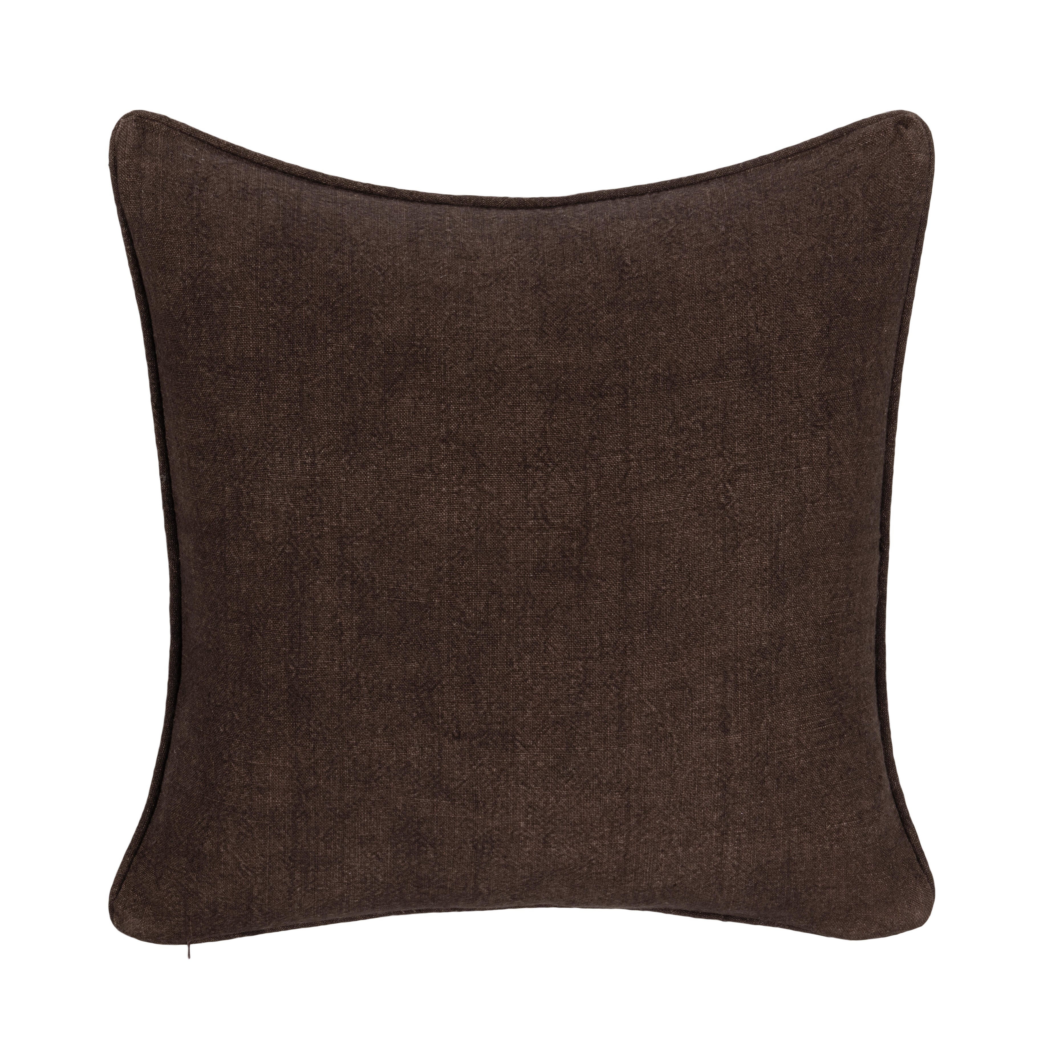 Ashley Luxe SLD Bedford Linen Ganache 22 x 22 Throw Pillow, Chocolate, large
