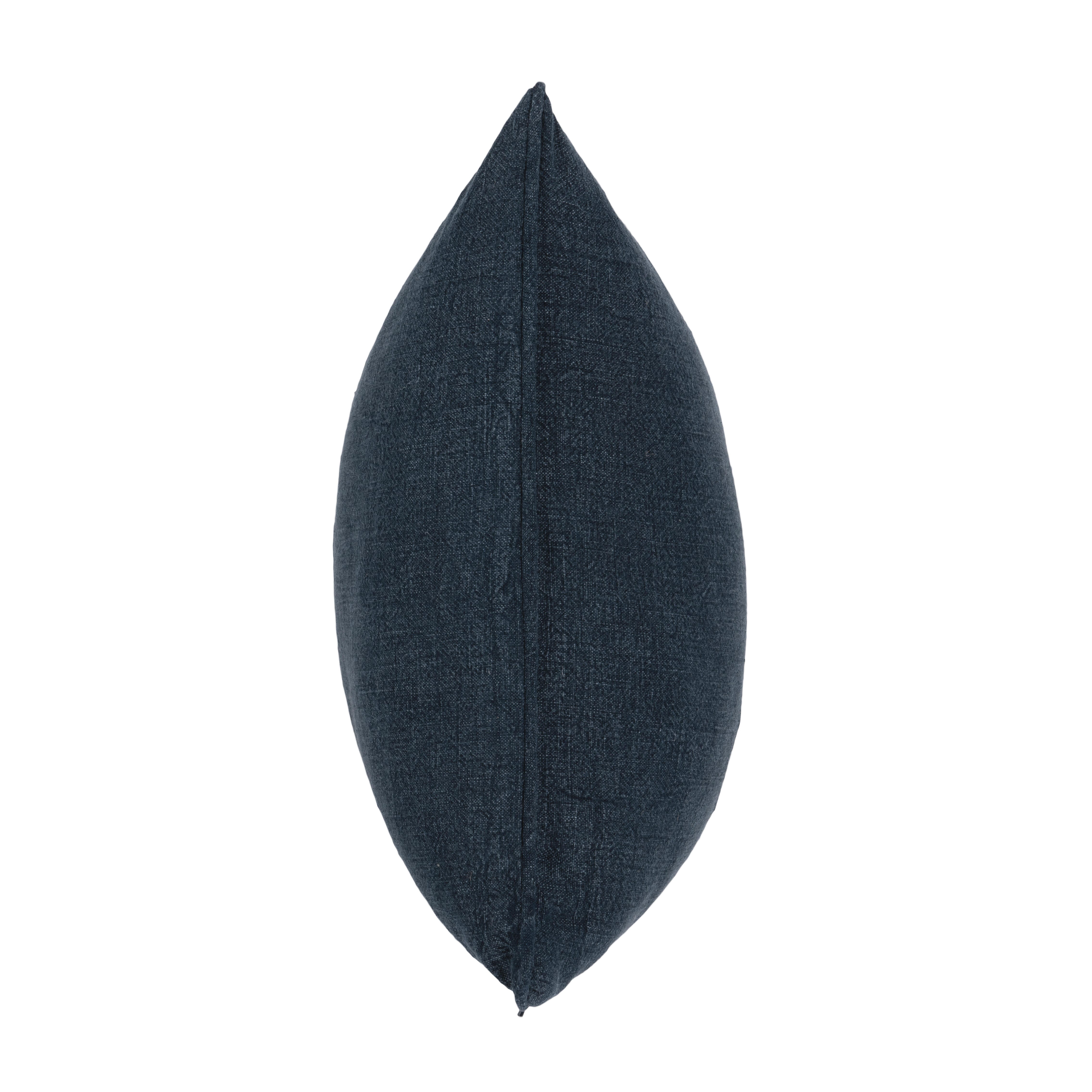 Ashley Luxe SLD Bedford Linen Indigo 22 x 22 Throw Pillow, Indigo, large