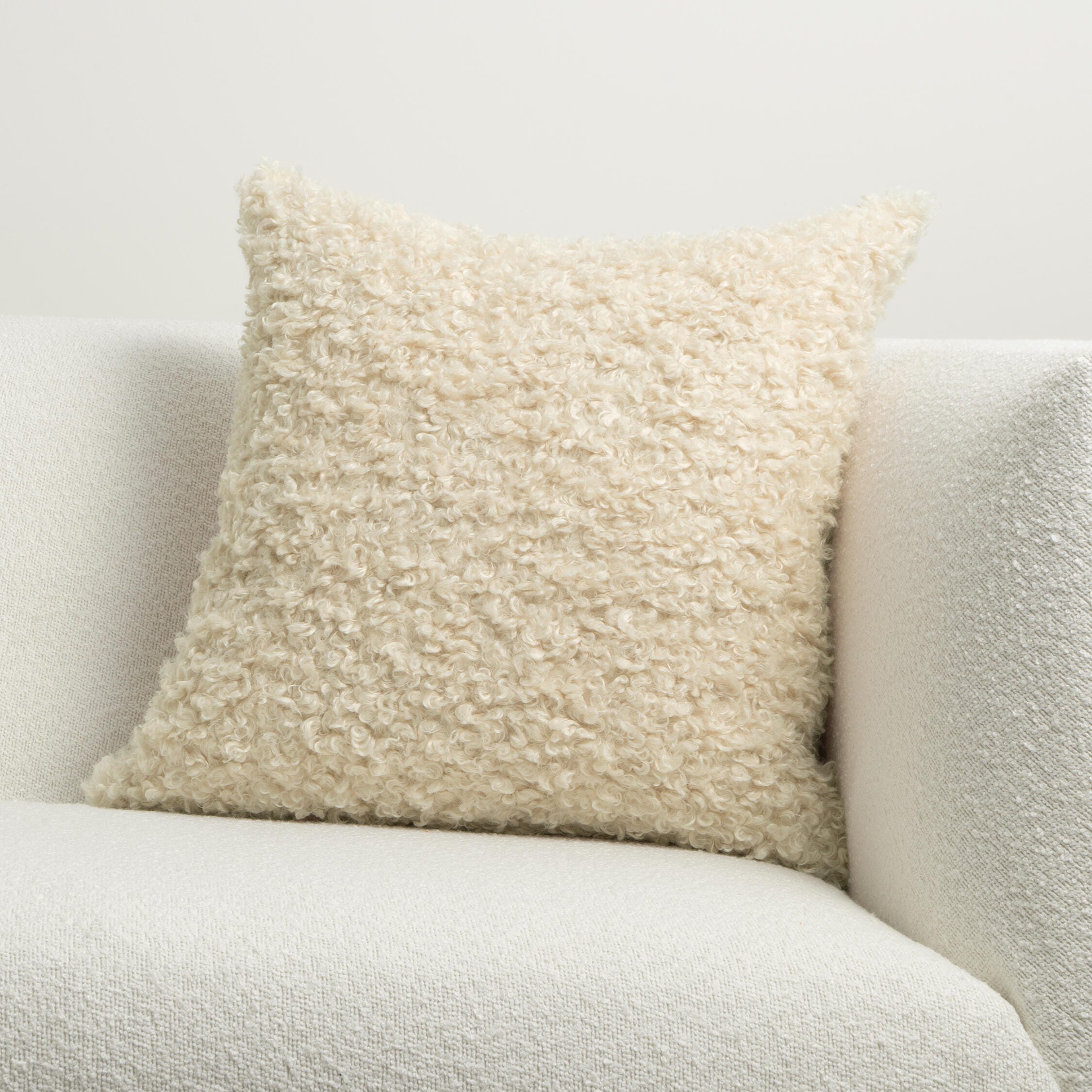 Ashley Luxe Lambsy Natural 22 x 22 Throw Pillow, Natural, rollover