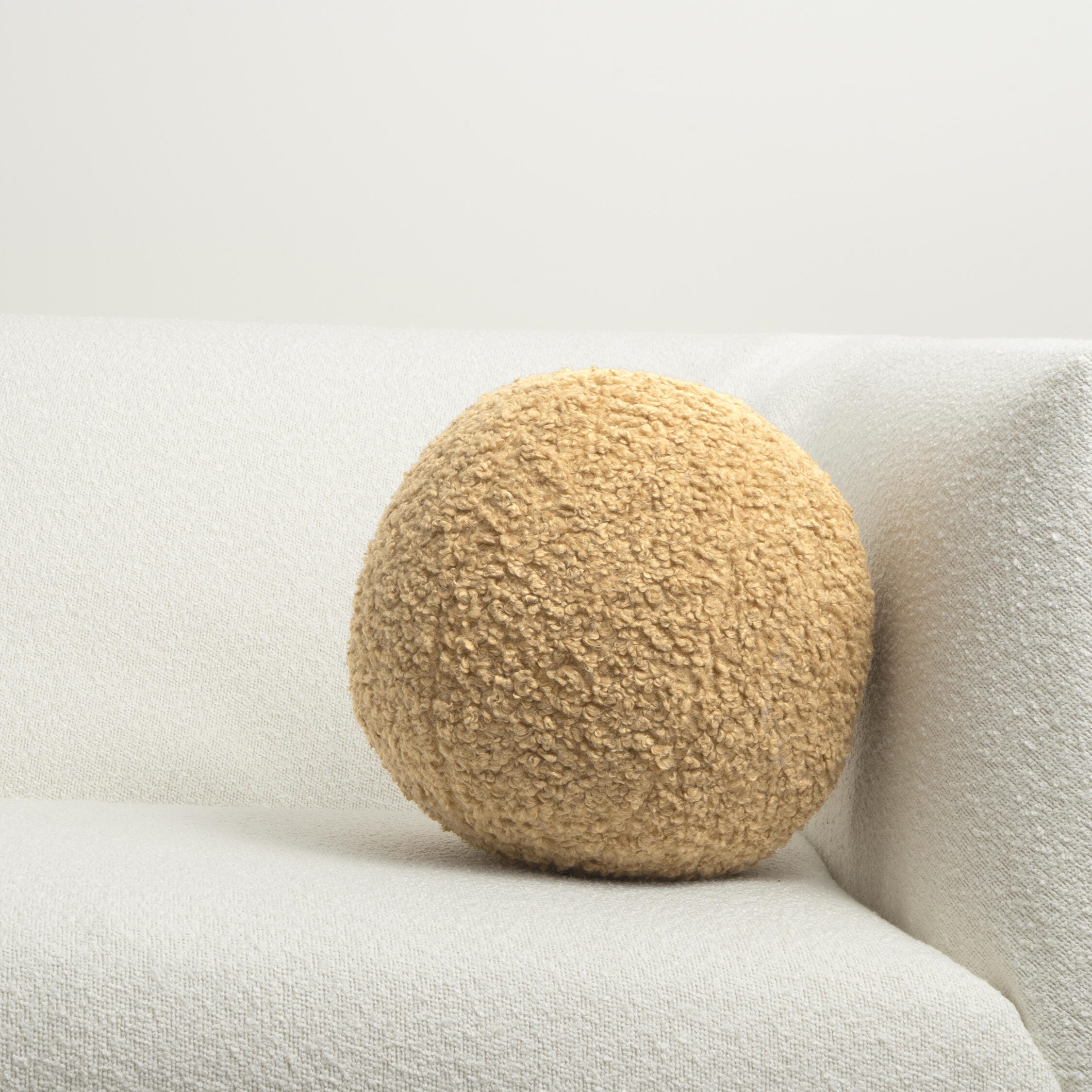 Ashley Luxe Poodle Ball-Late 12 x 12 Throw Pillow, Latte, large