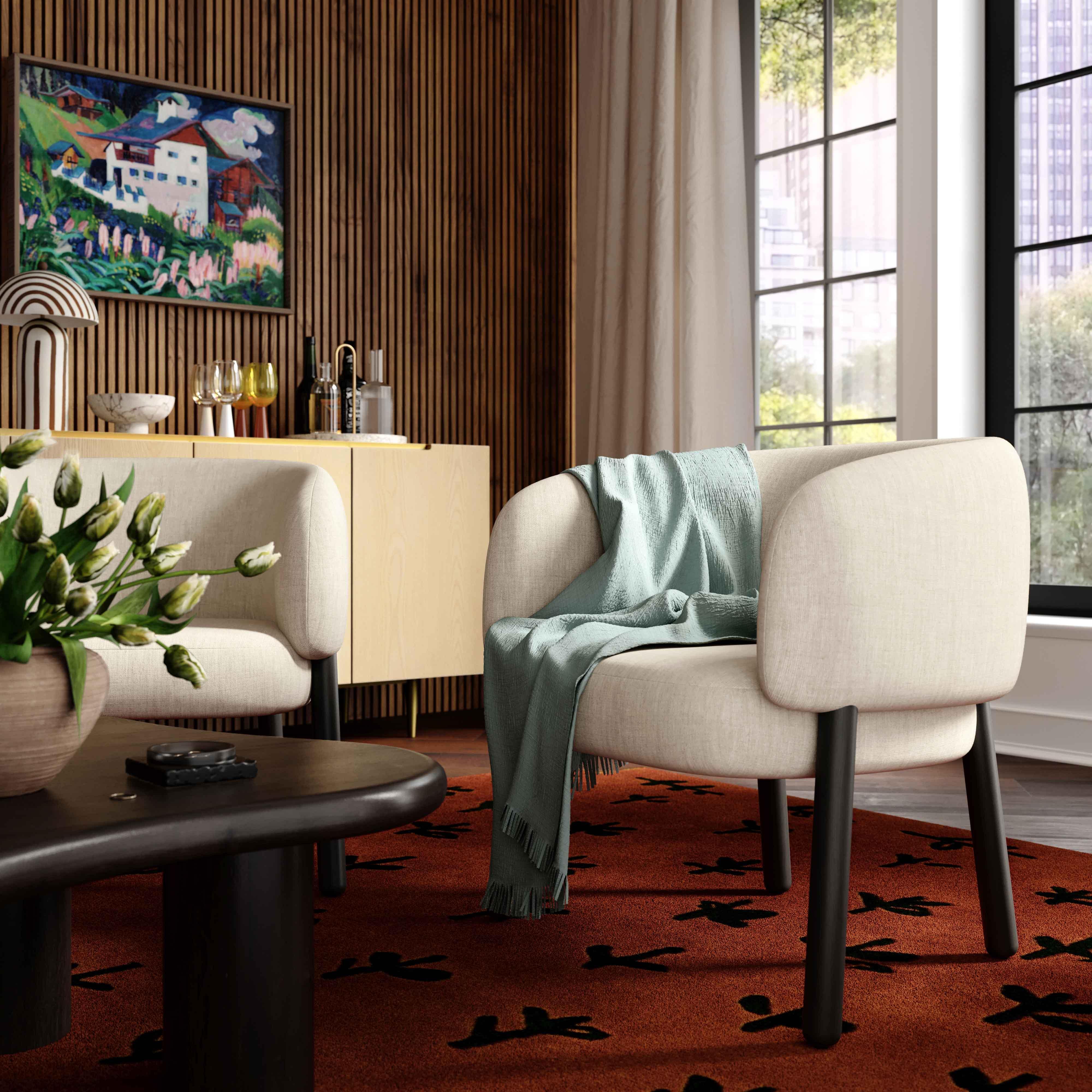 TOV Furniture Foxy Accent Chair, Cream, rollover