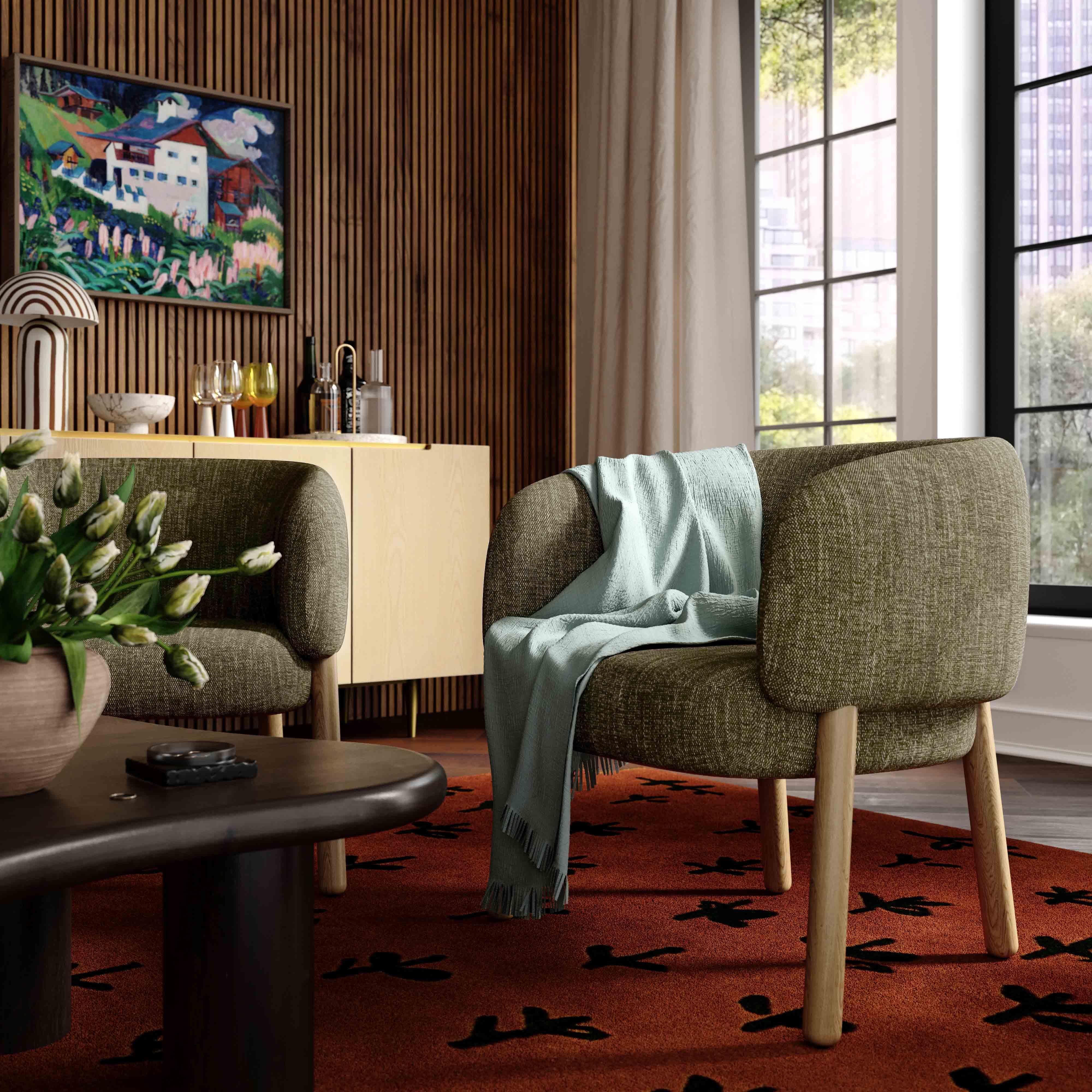 TOV Furniture Foxy Accent Chair, Olive Green, rollover