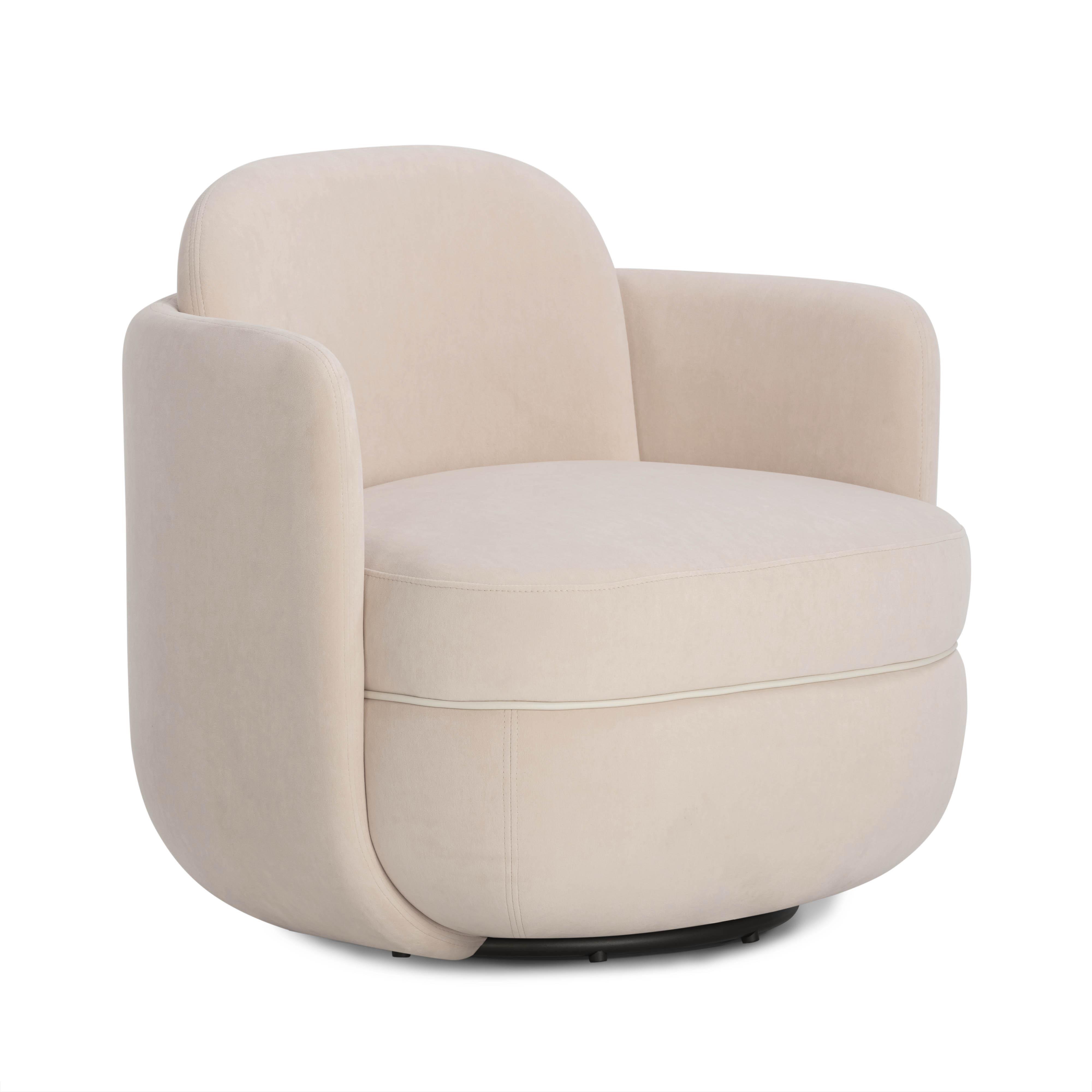 TOV Furniture Wolfie Swivel Accent Chair, Blush, large