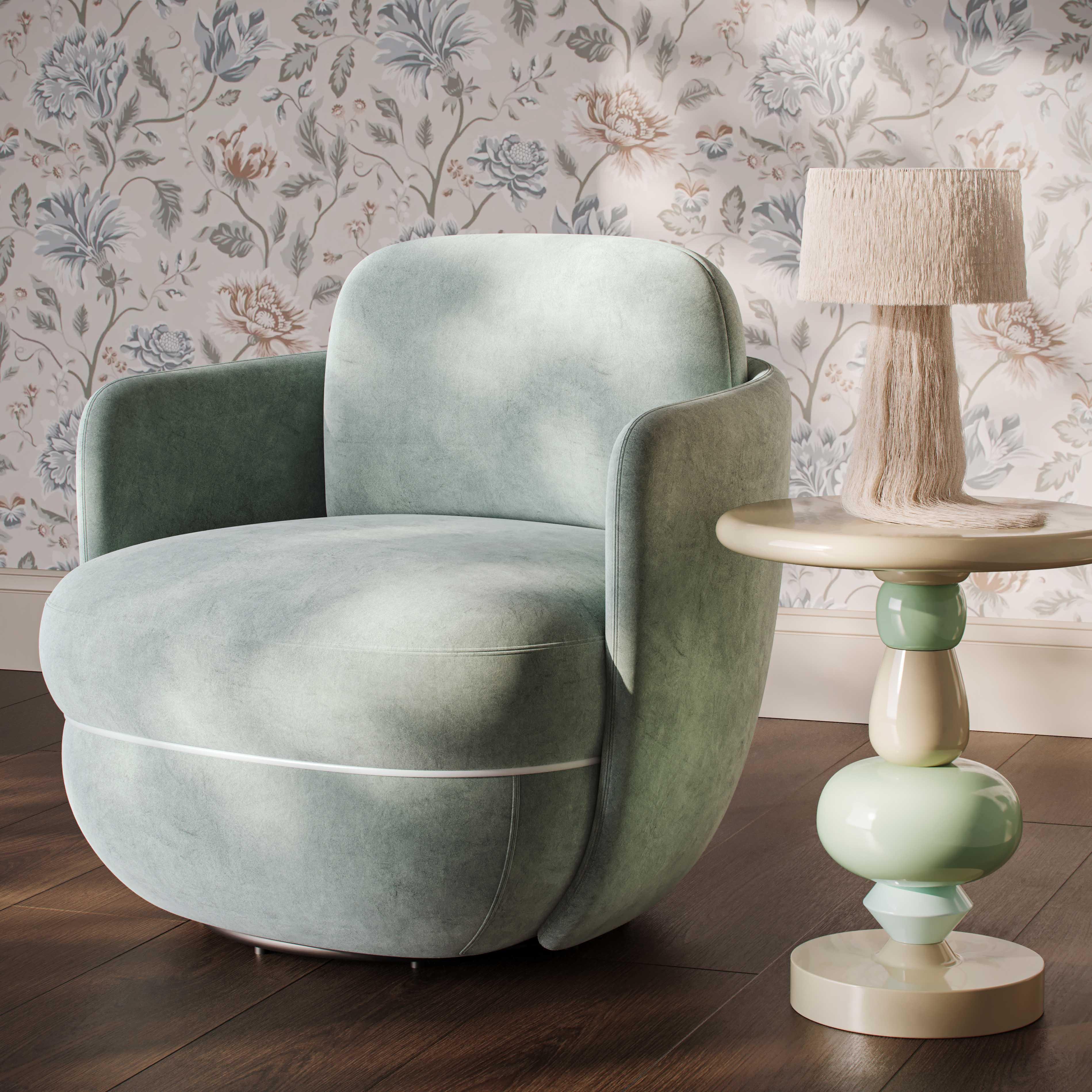 TOV Furniture Wolfie Swivel Accent Chair, Mint Green, rollover