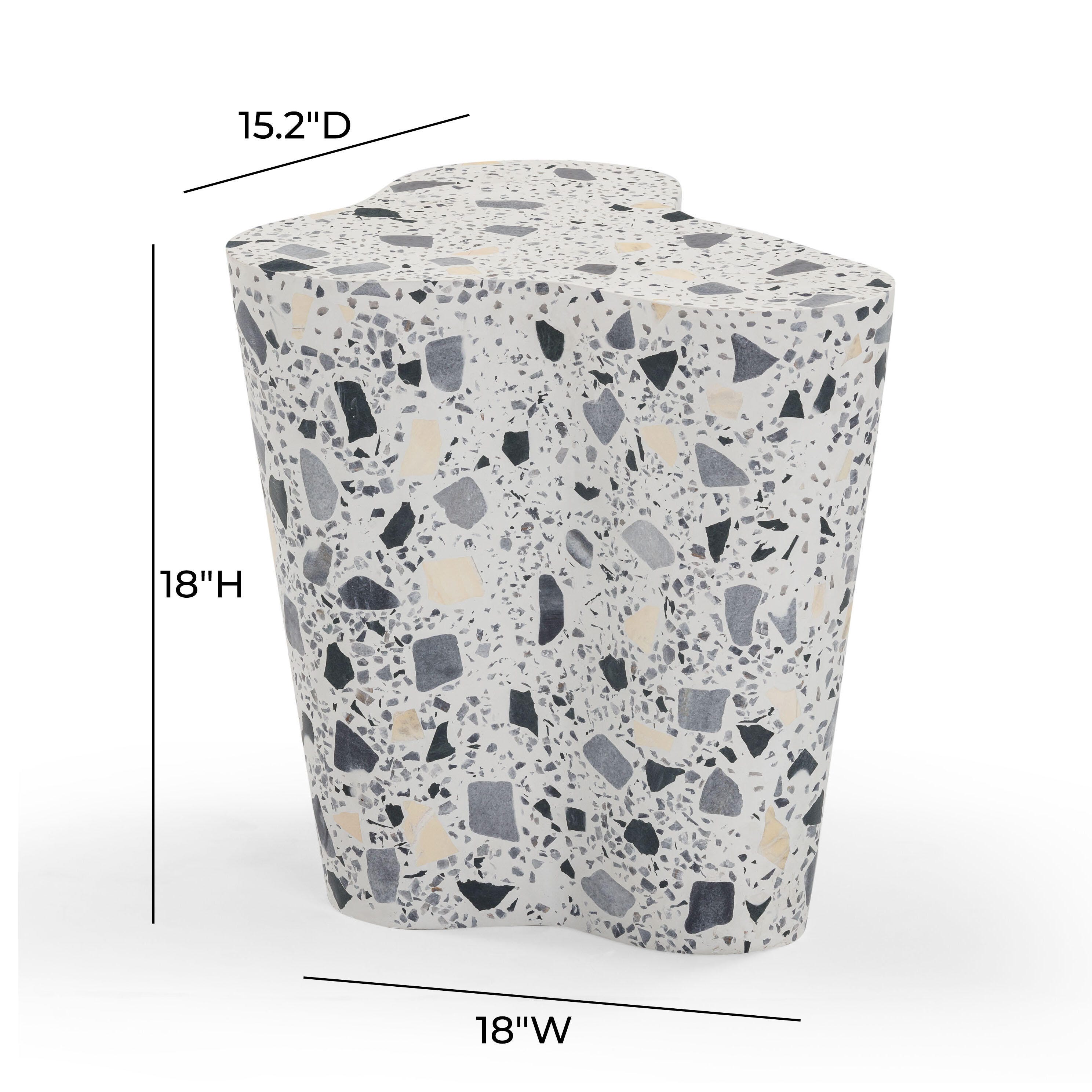 TOV Furniture Slab Side Table, Black/White, large