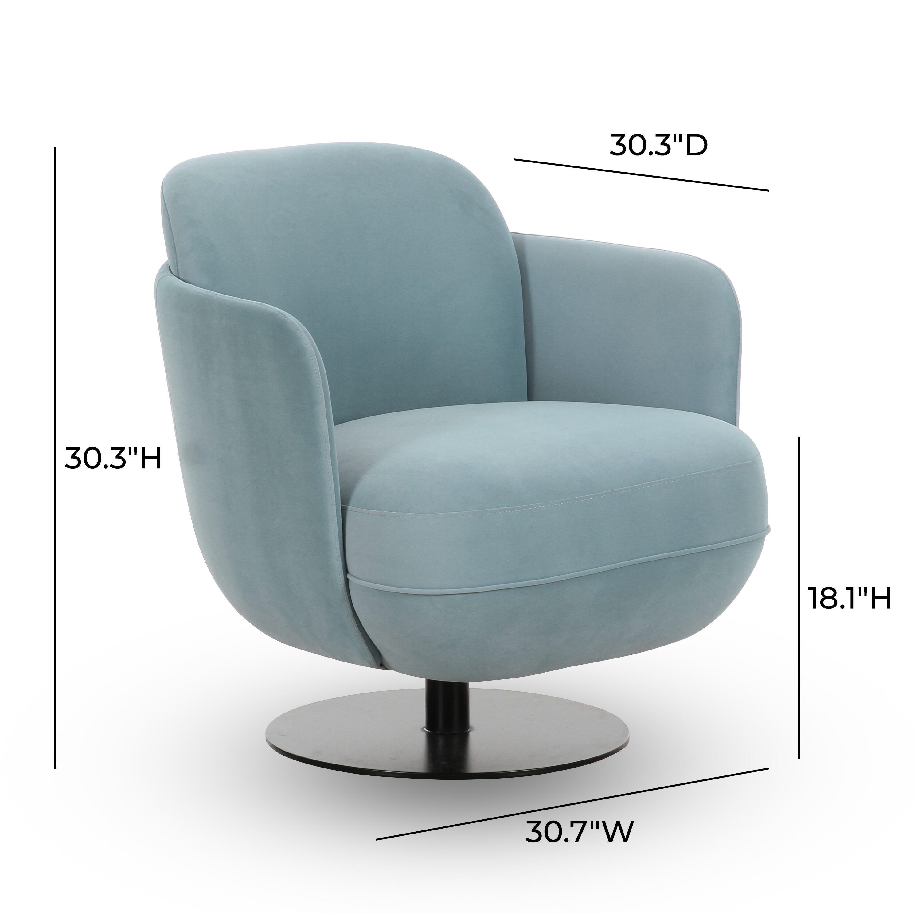 TOV Furniture Solange Swivel Accent Chair, Blue, large