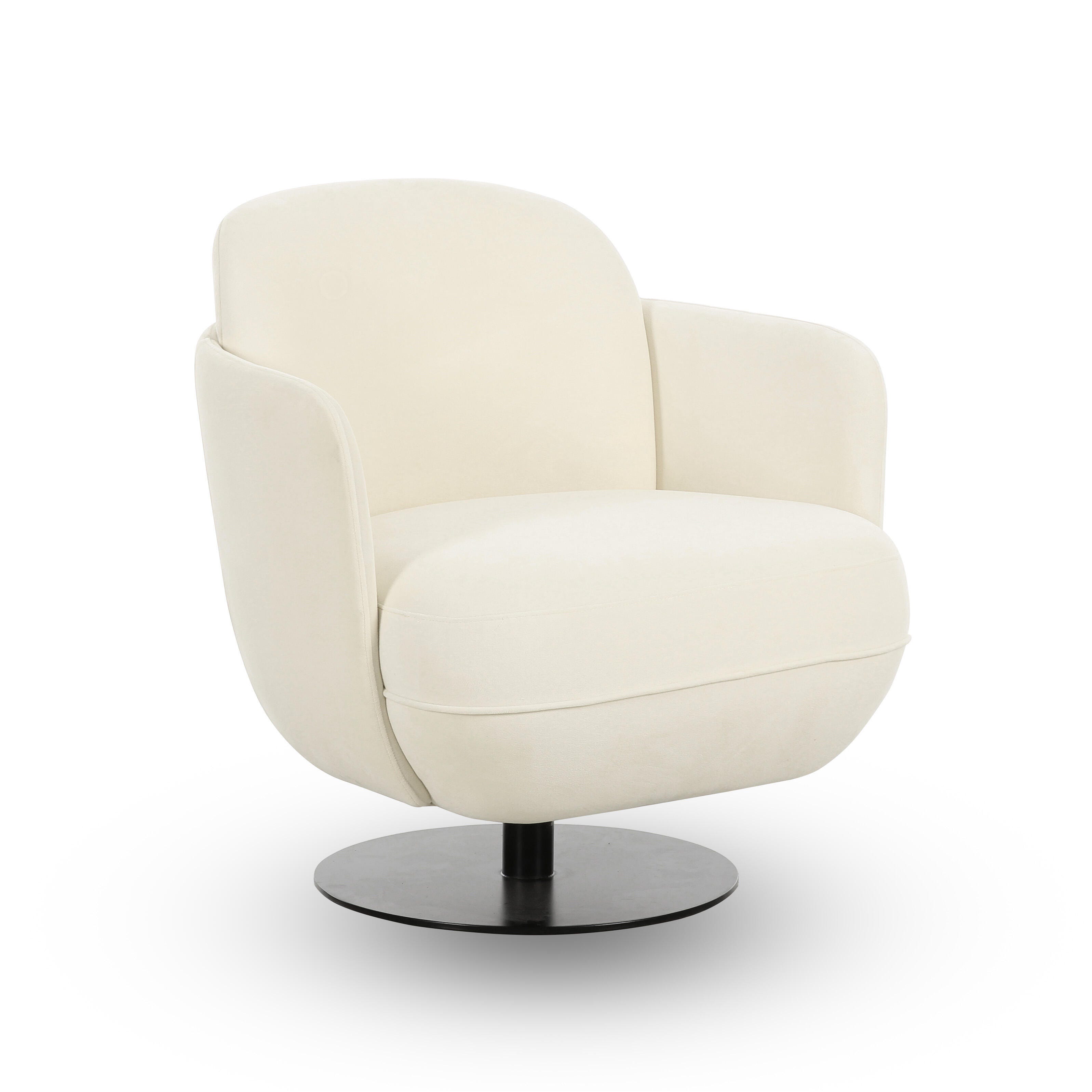 TOV Furniture Solange Swivel Accent Chair, Cream, large