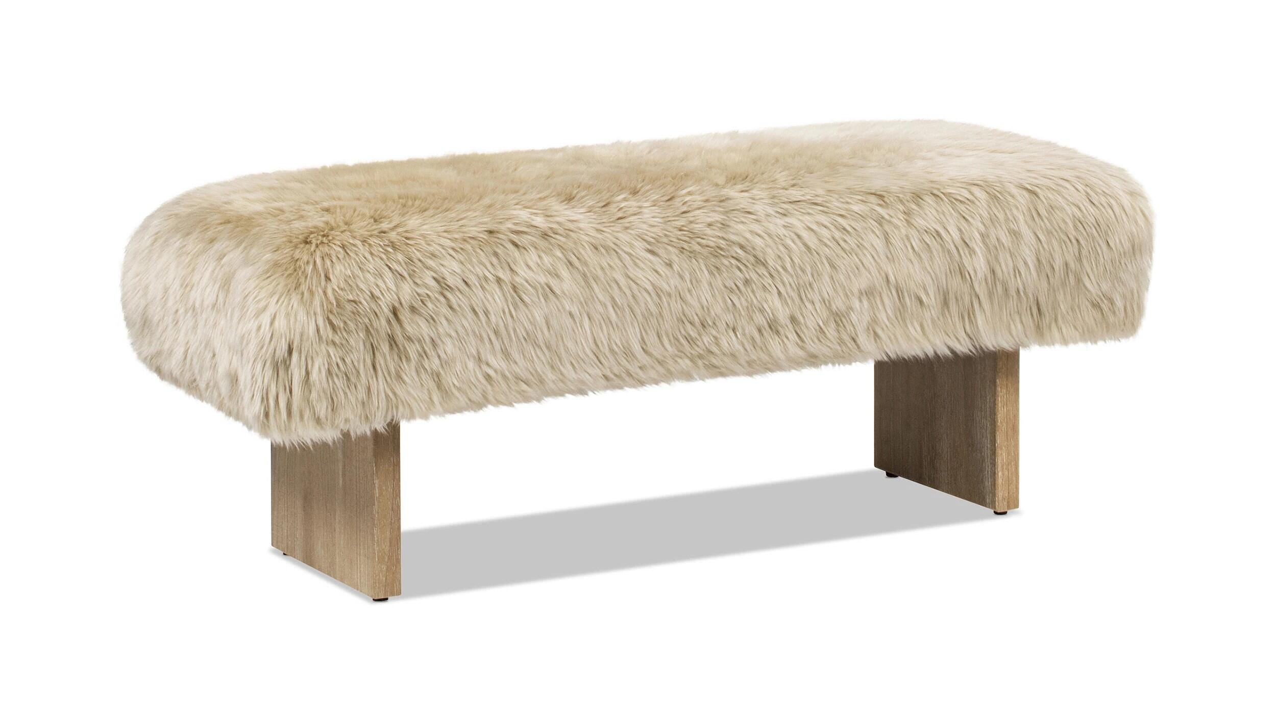 Jennifer Taylor Home Leda Sheepskin Fur Accent Bench, , large