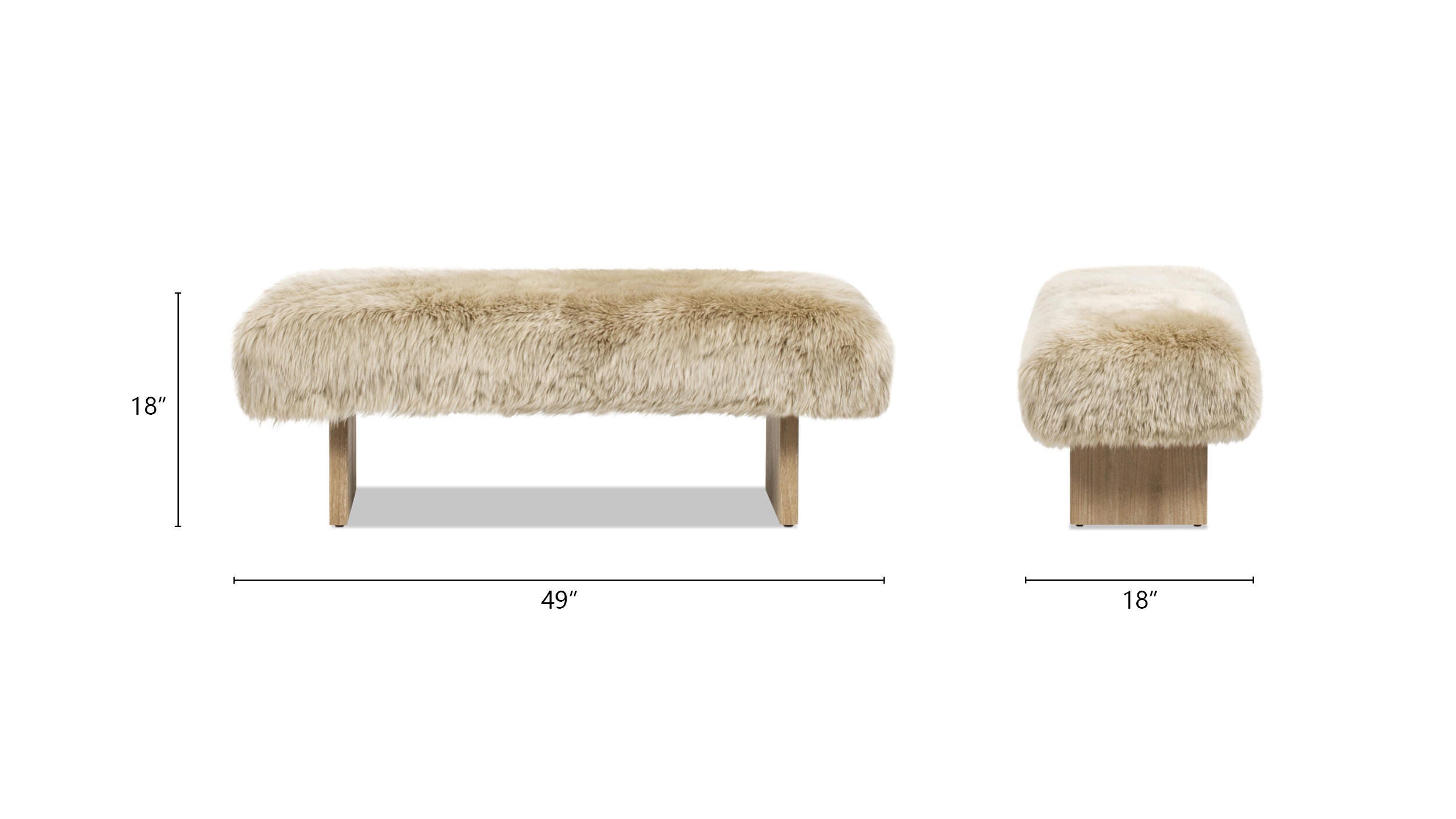 Jennifer Taylor Home Leda Sheepskin Fur Accent Bench, , large