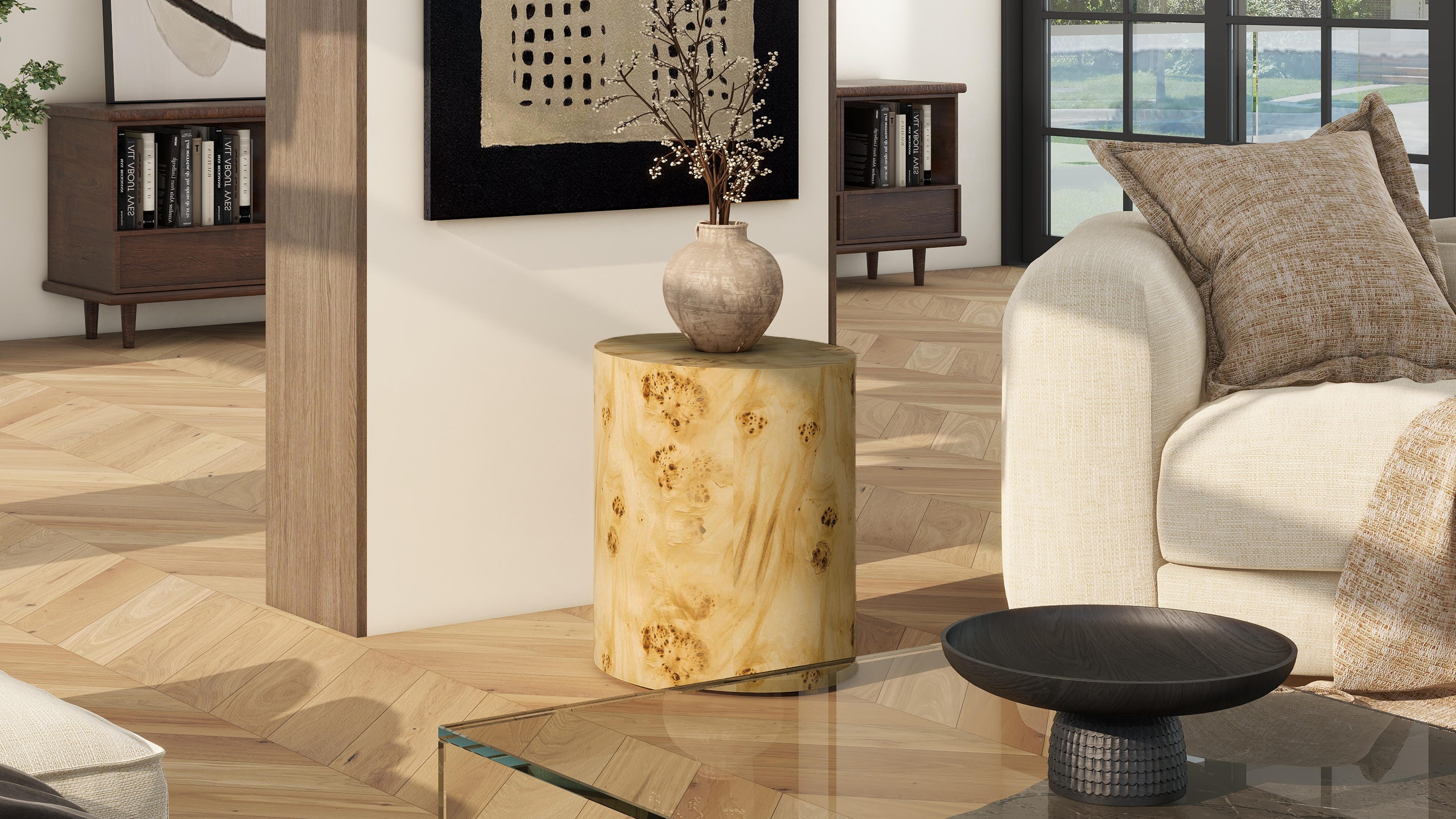 Jennifer Taylor Home Nebula Side Table, Warm Natural Brown, large