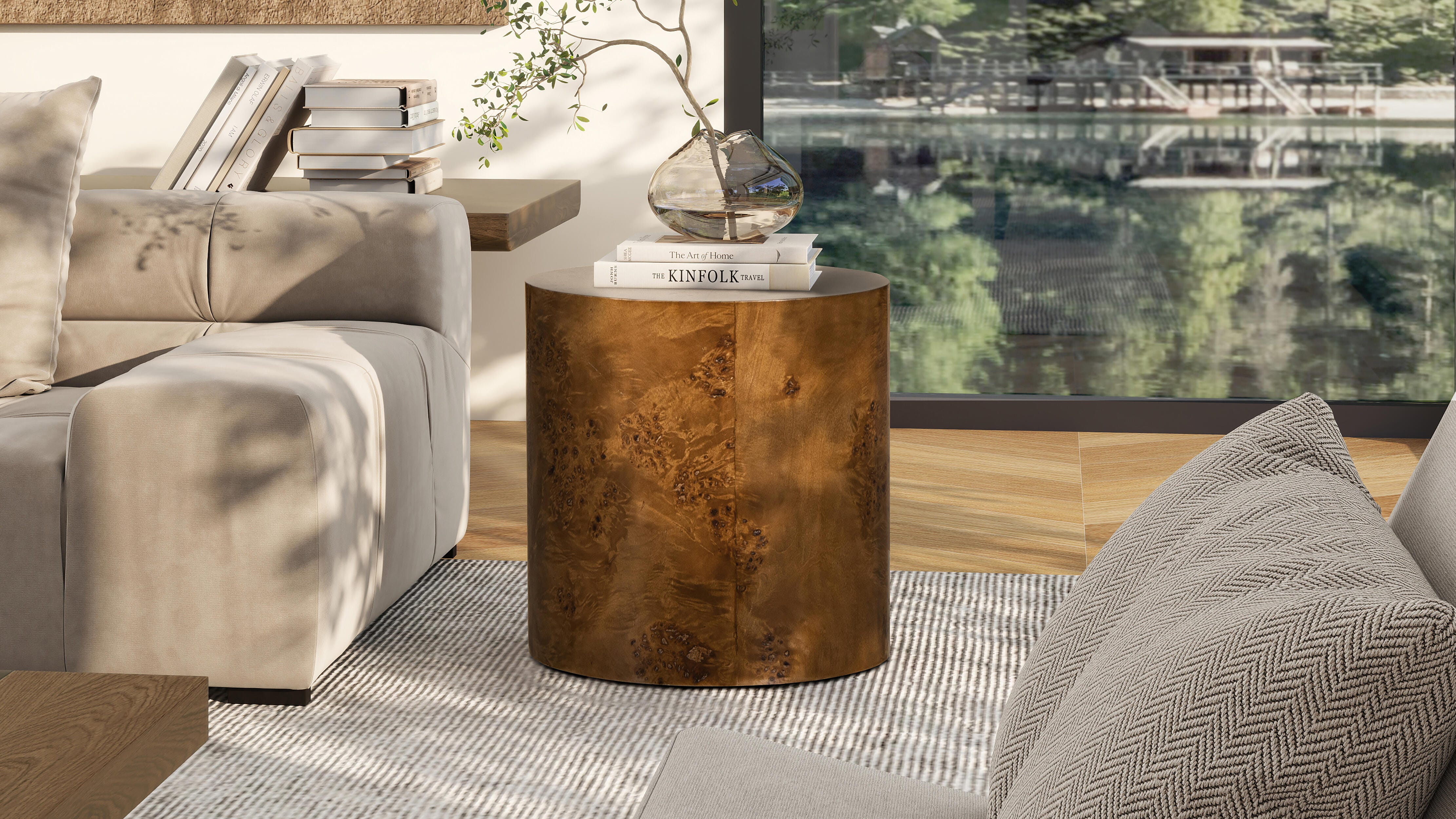 Jennifer Taylor Home Nebula Side Table, Medium Brown Walnut, large