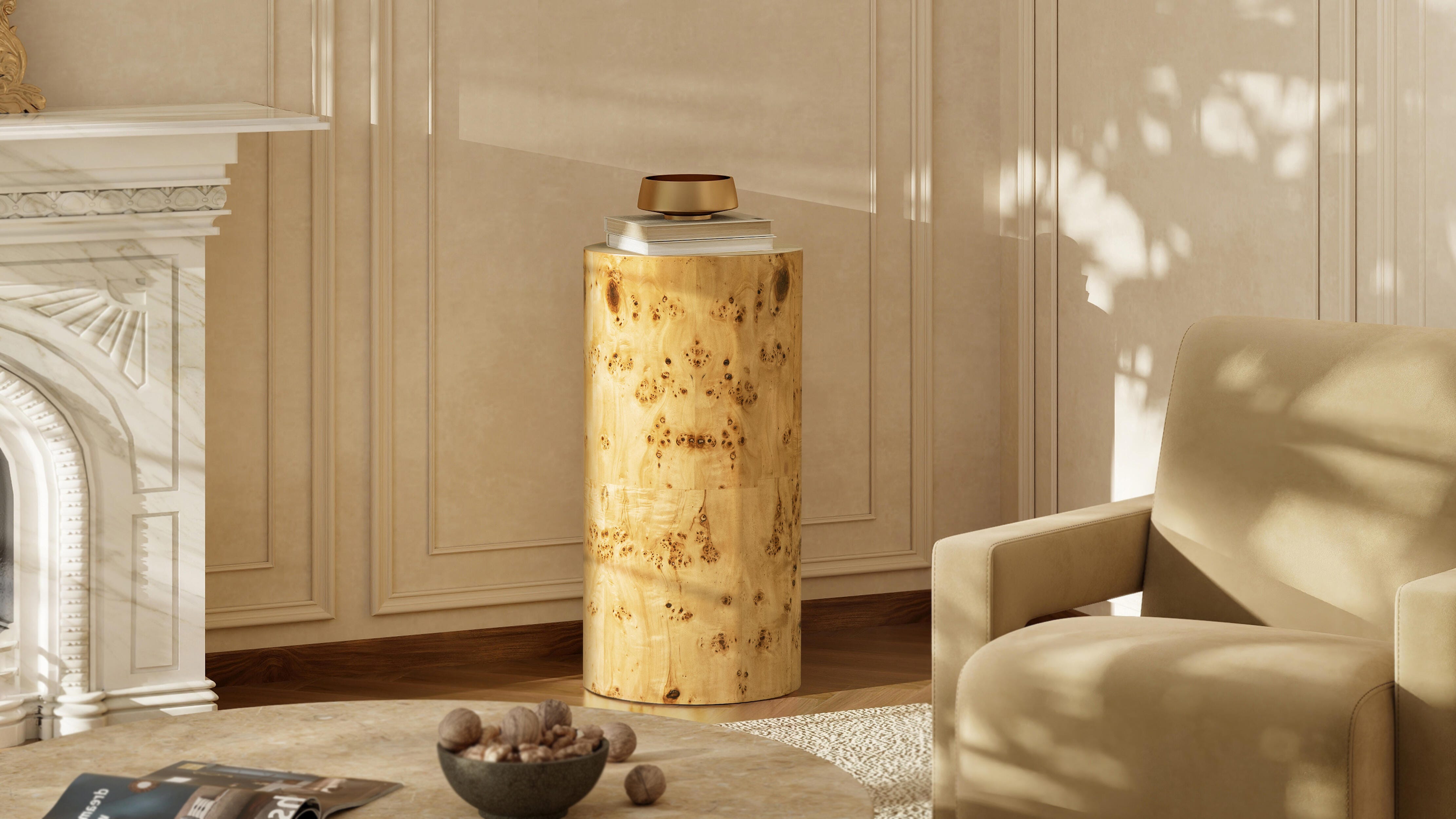 Jennifer Taylor Home Nebula Pillar Side Table, Warm Natural Brown, large