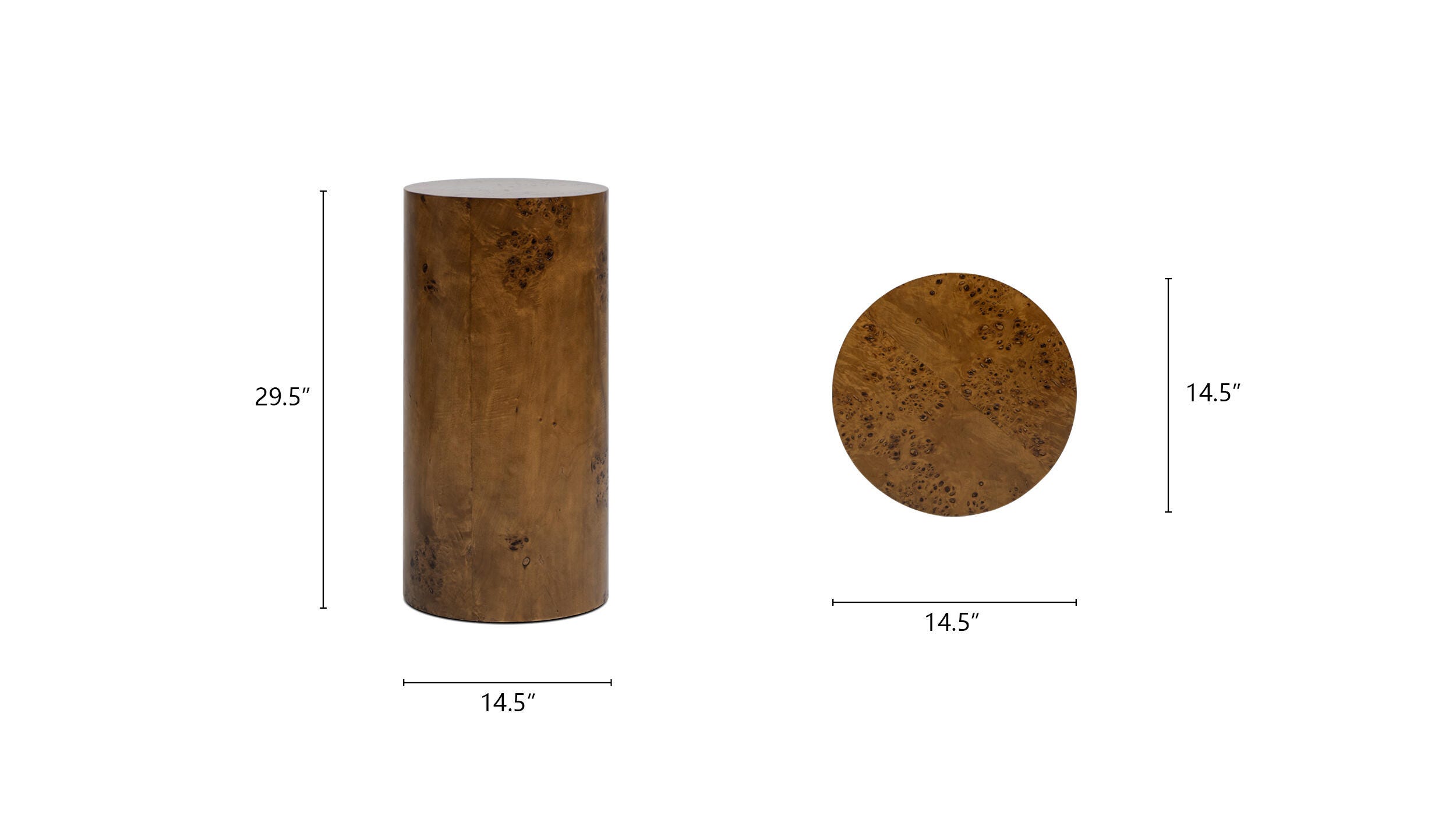Jennifer Taylor Home Nebula Pillar Side Table, Medium Brown Walnut, large