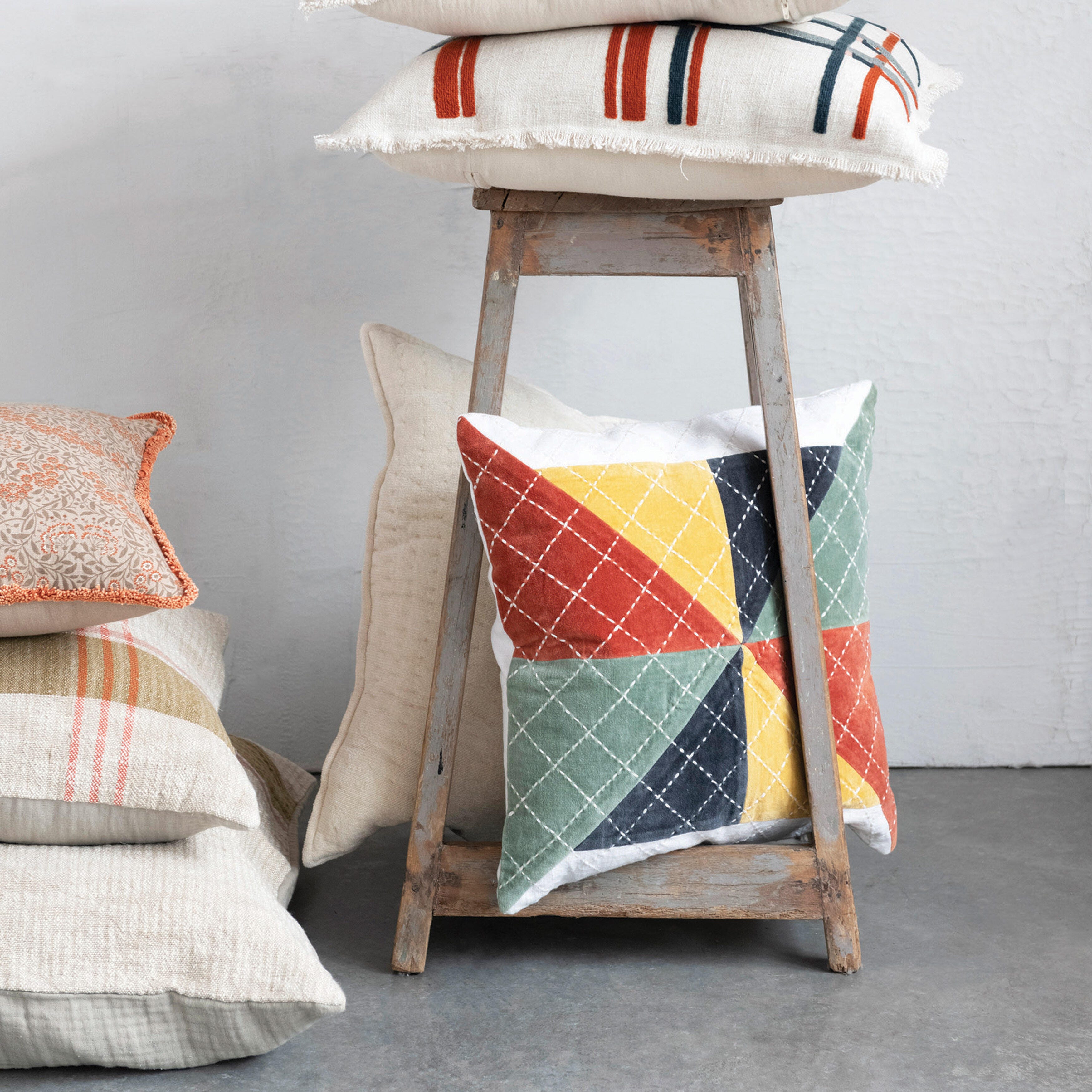 Storied Home Patchwork Decorative Throw Pillow, , large