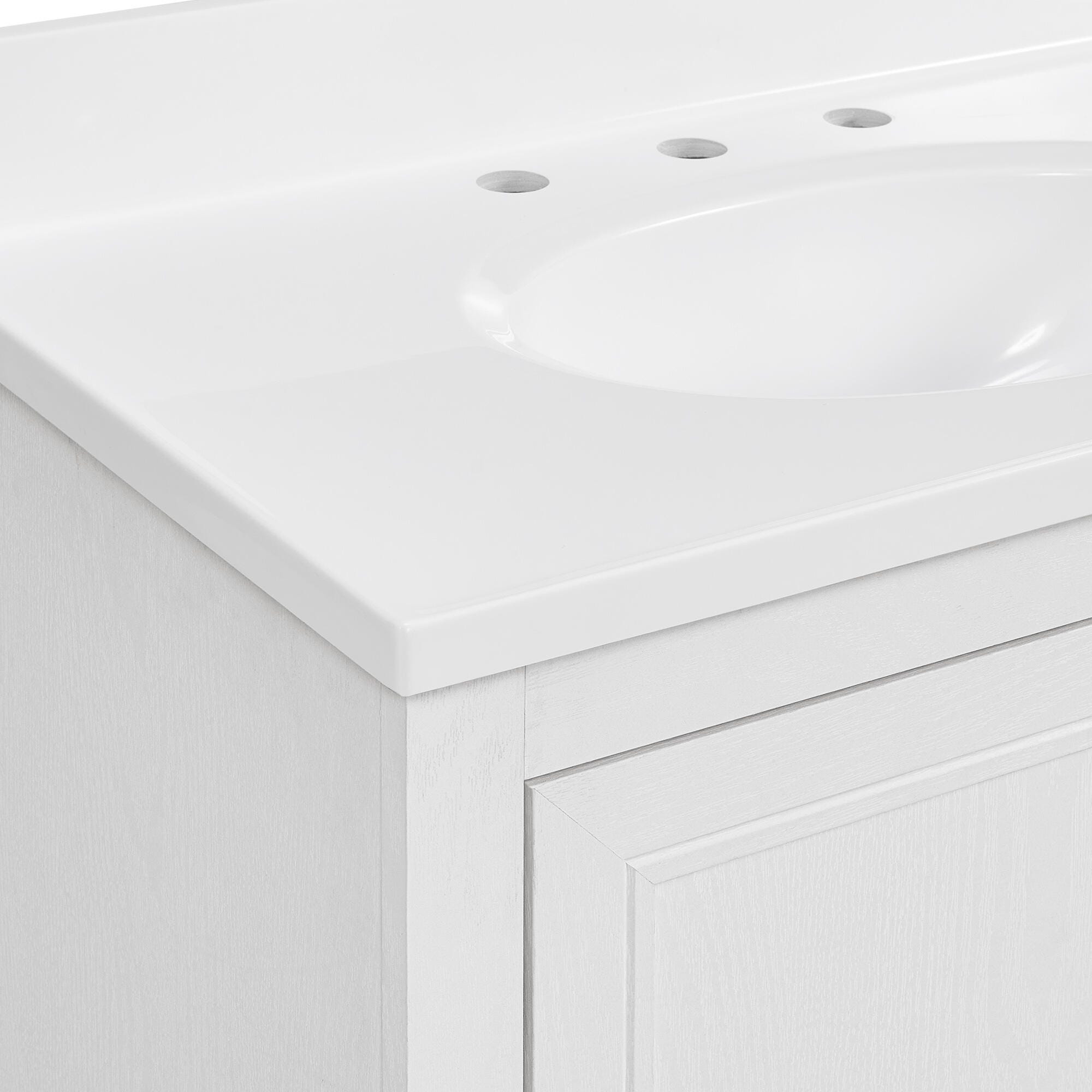 Linon Cami Wide Bathroom Vanity with Mirror, White, large