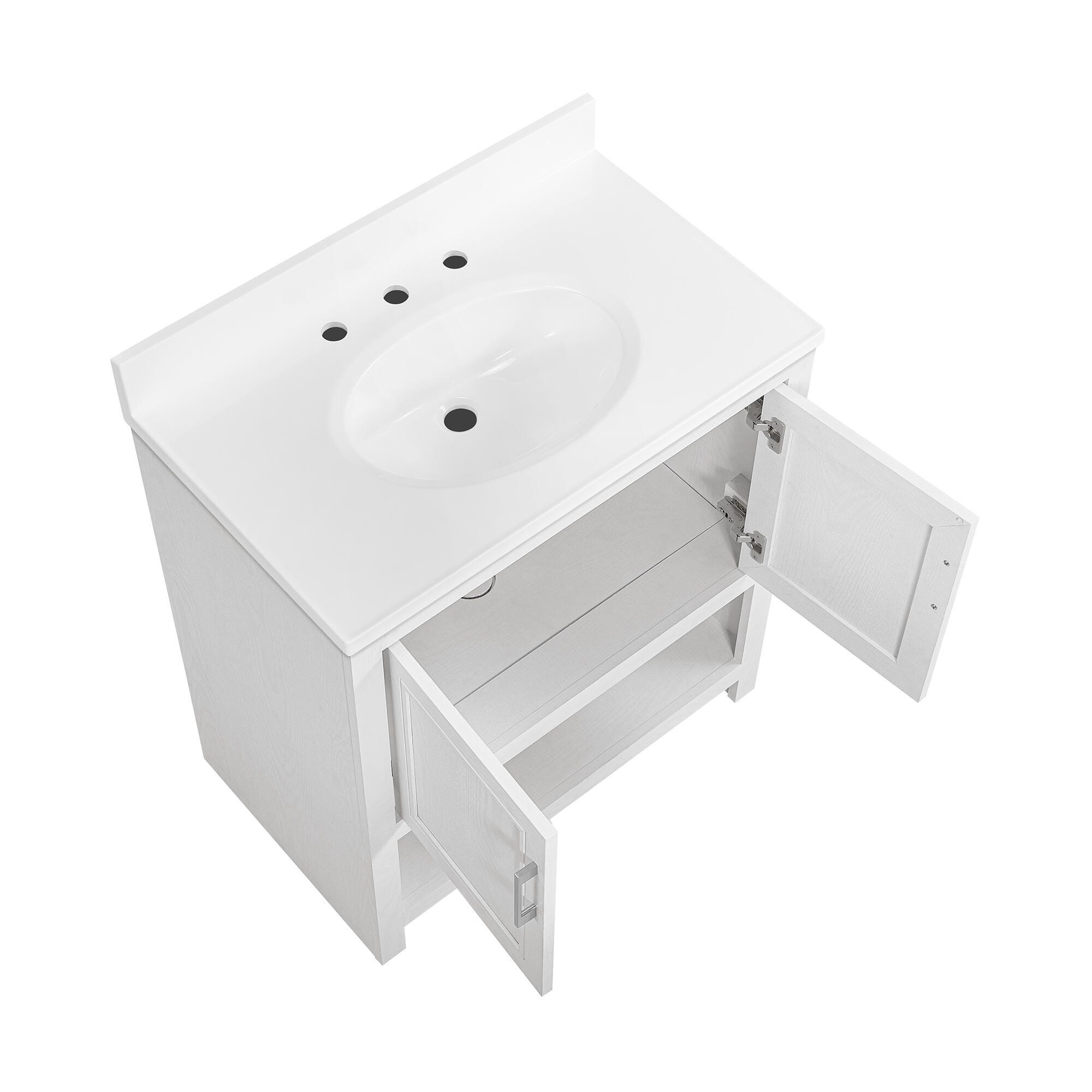 Linon Cami Wide Bathroom Vanity with Mirror, White, large