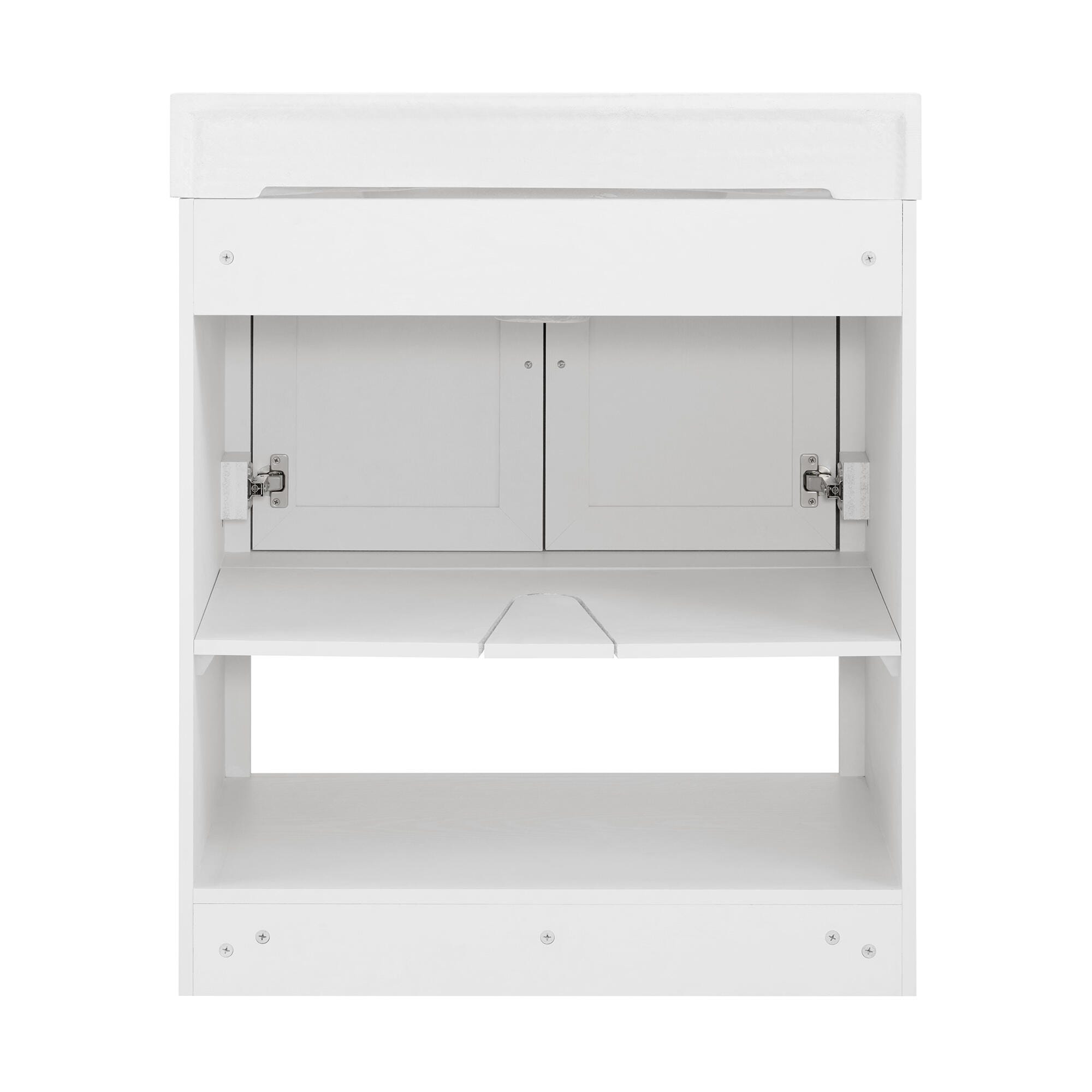 Linon Cami Wide Bathroom Vanity with Mirror, White, large