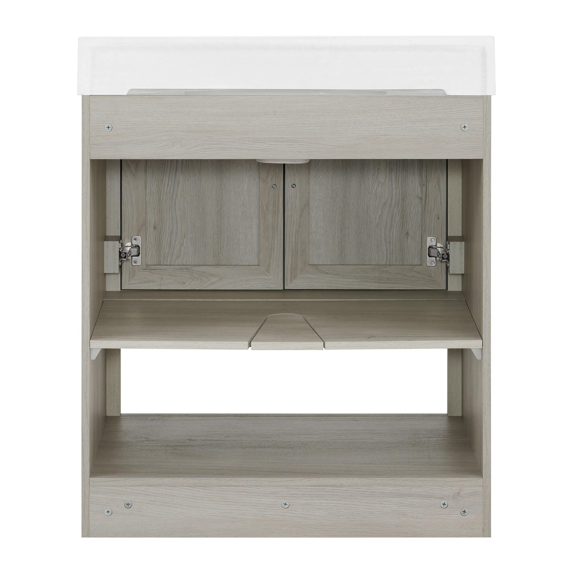 Linon Cami Wide Bathroom Vanity with Mirror, Sandstone, large