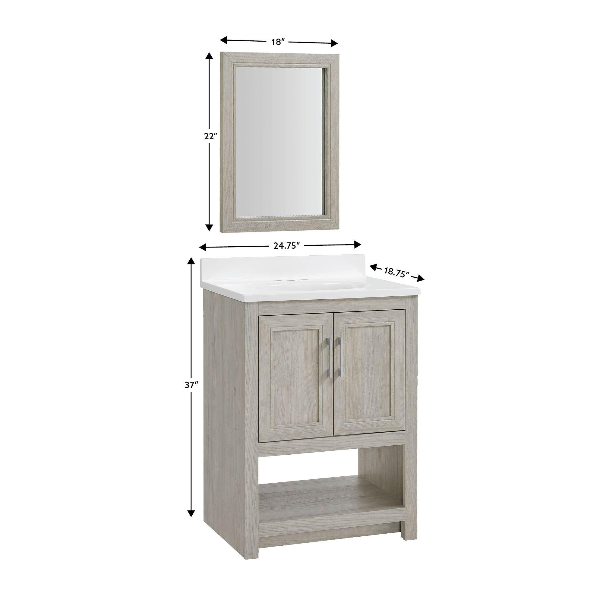 Linon Cami Bathroom Vanity with Mirror, Sandstone, large