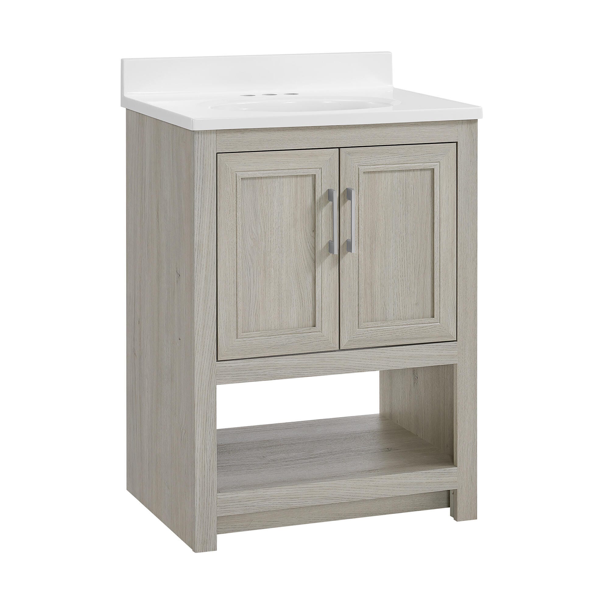 Linon Cami Bathroom Vanity with Mirror, Sandstone, large