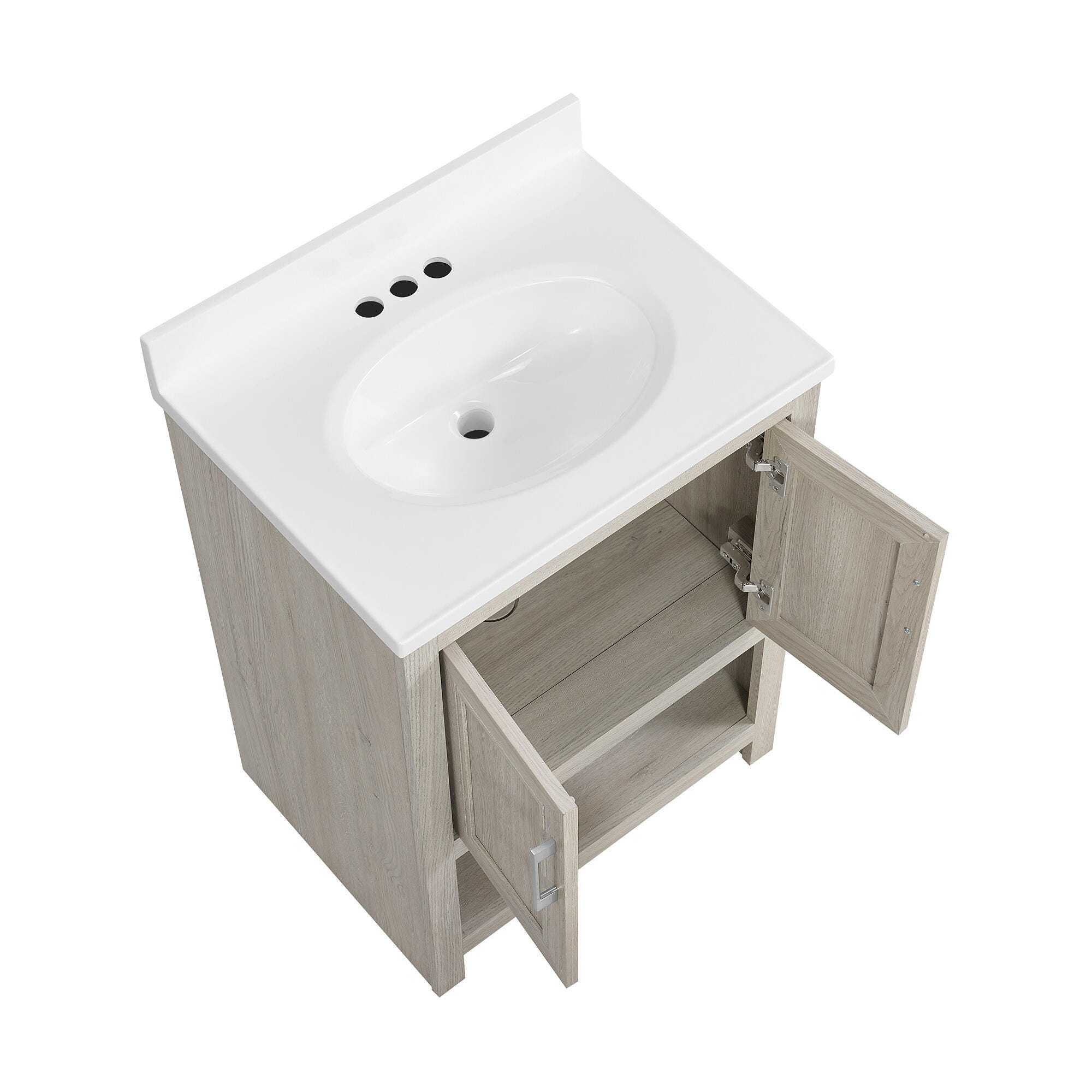 Linon Cami Bathroom Vanity with Mirror, Sandstone, large