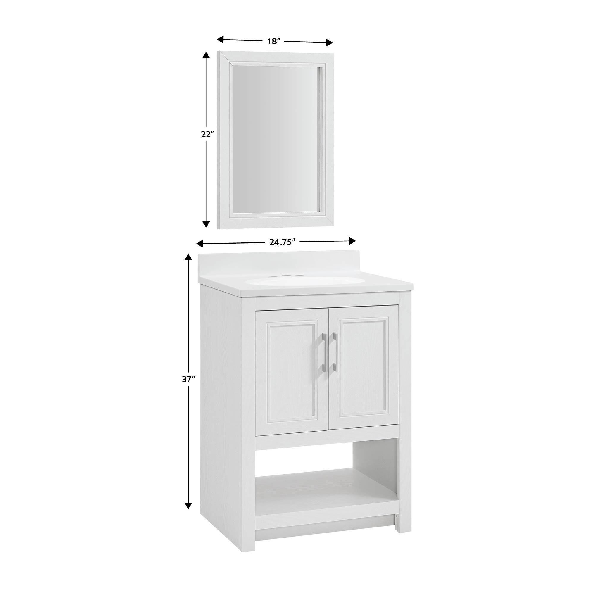 Linon Cami Bathroom Vanity with Mirror, White, large